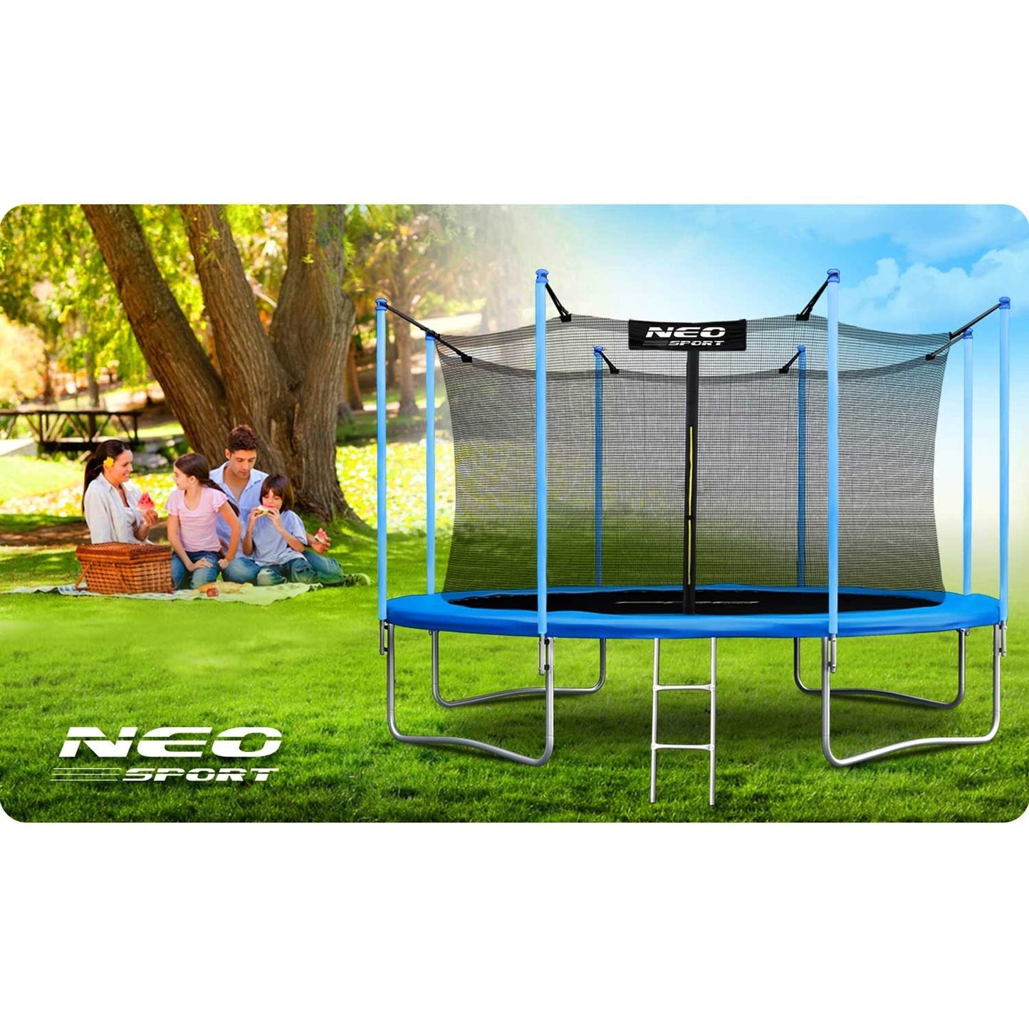 Garden trampoline 12ft/374cm with inner net and ladder Neo-Sport