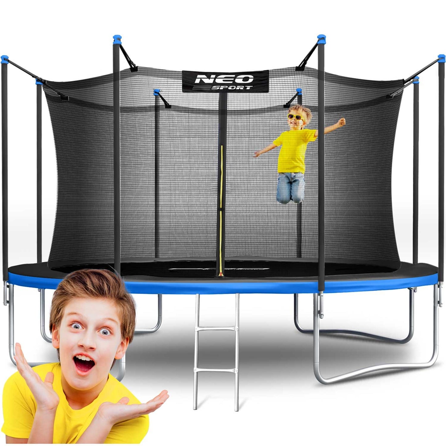Garden trampoline 12ft/374cm with inner safety net and ladder from Neo-Sport