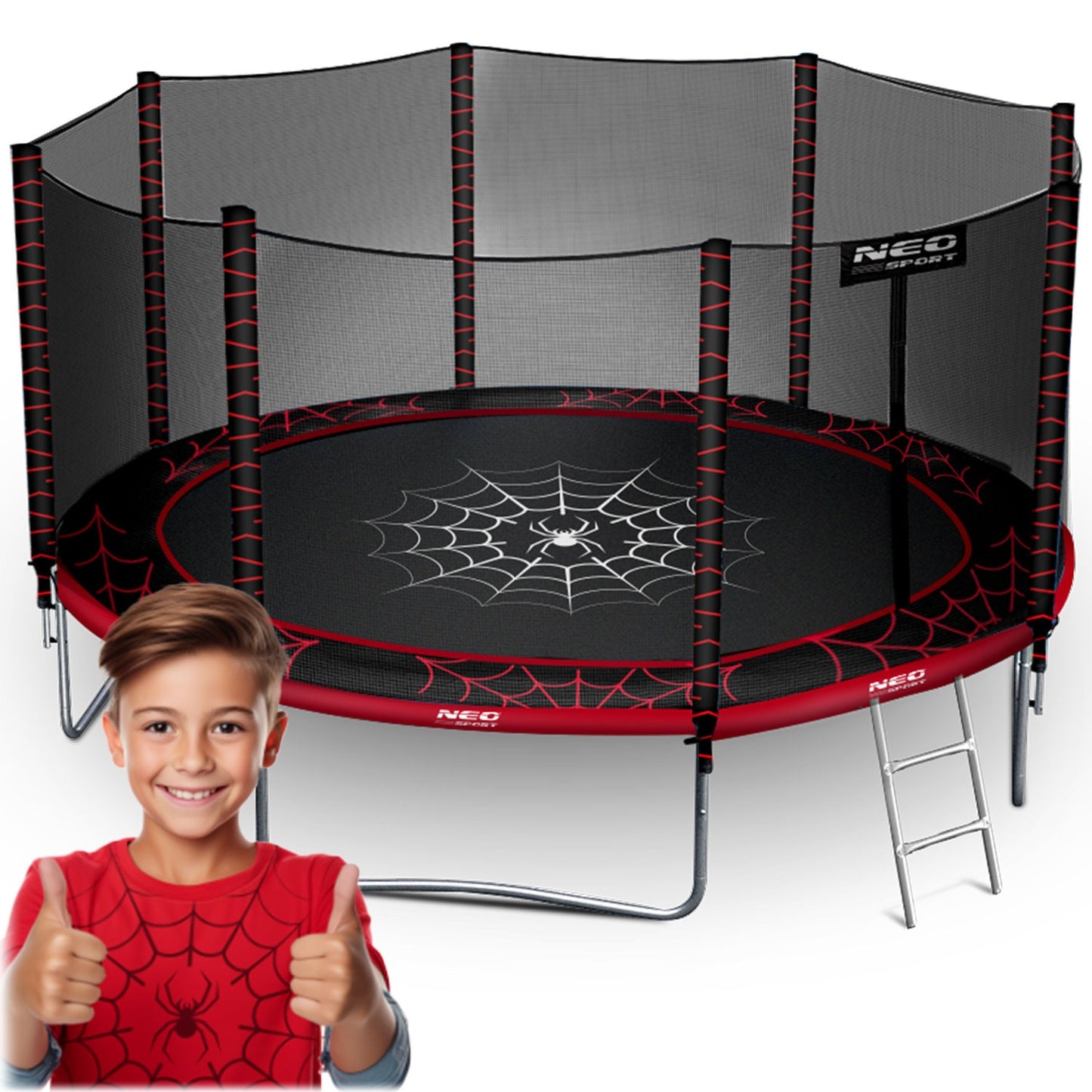 Garden trampoline 12ft/374cm with outdoor net and ladder Neo-Sport
