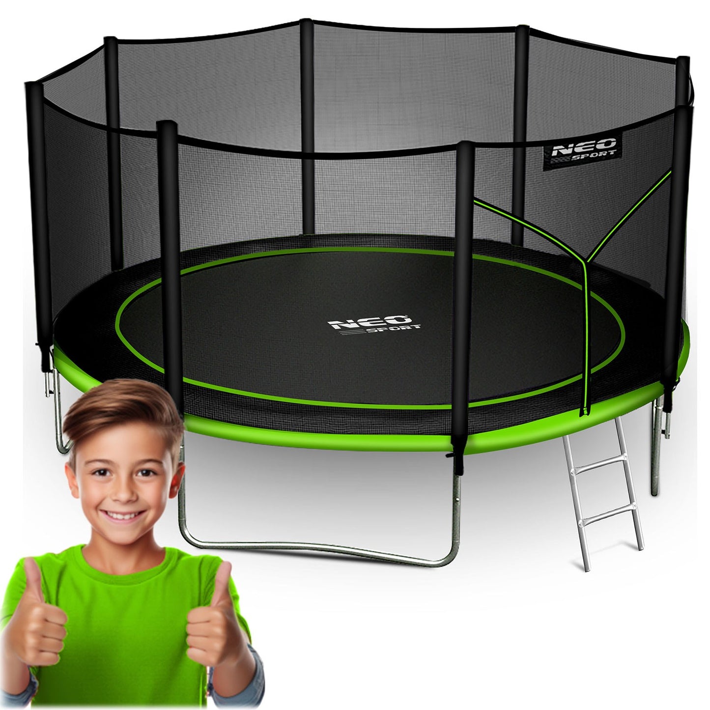 Garden trampoline 12ft/374cm with outdoor net and ladder Neo-Sport