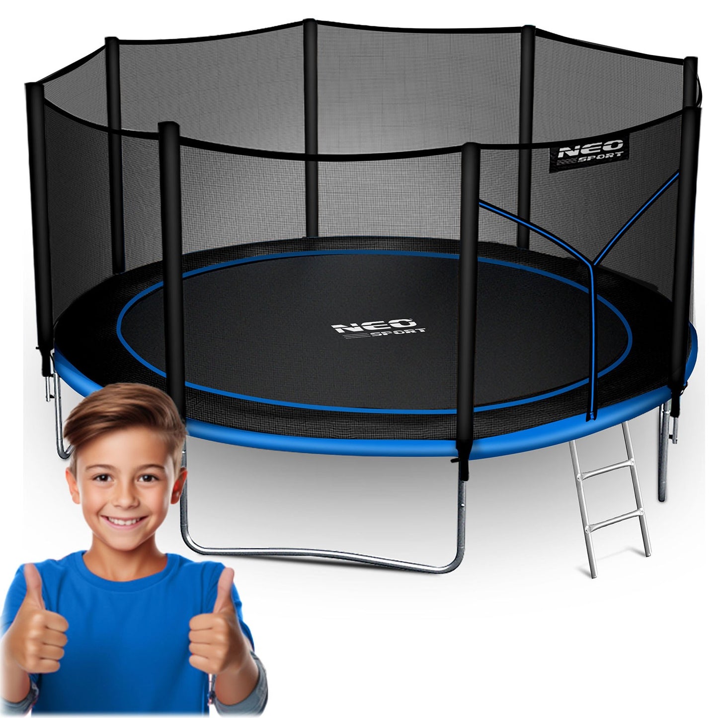 Garden trampoline 12ft/374cm with outdoor net and ladder Neo-Sport
