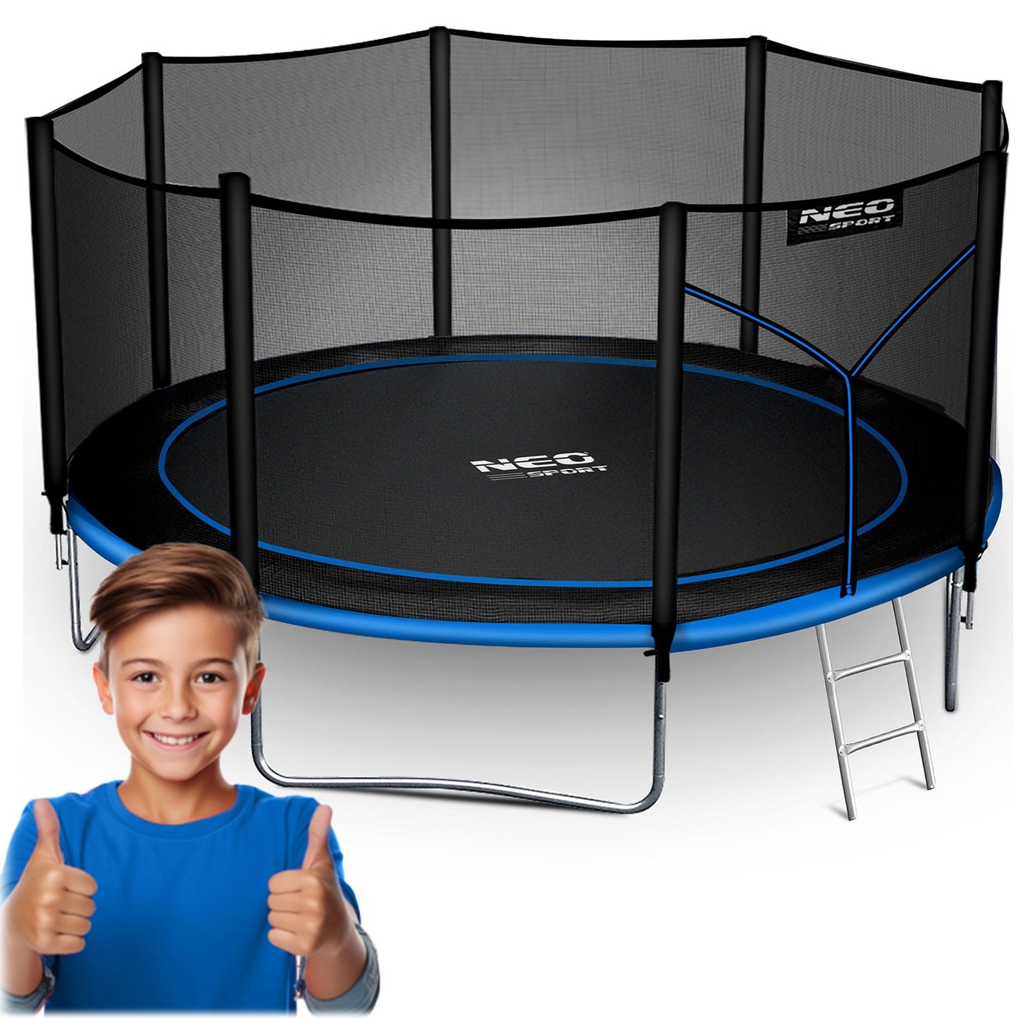 Garden trampoline 13ft/404cm with outdoor net and ladder Neo-Sport