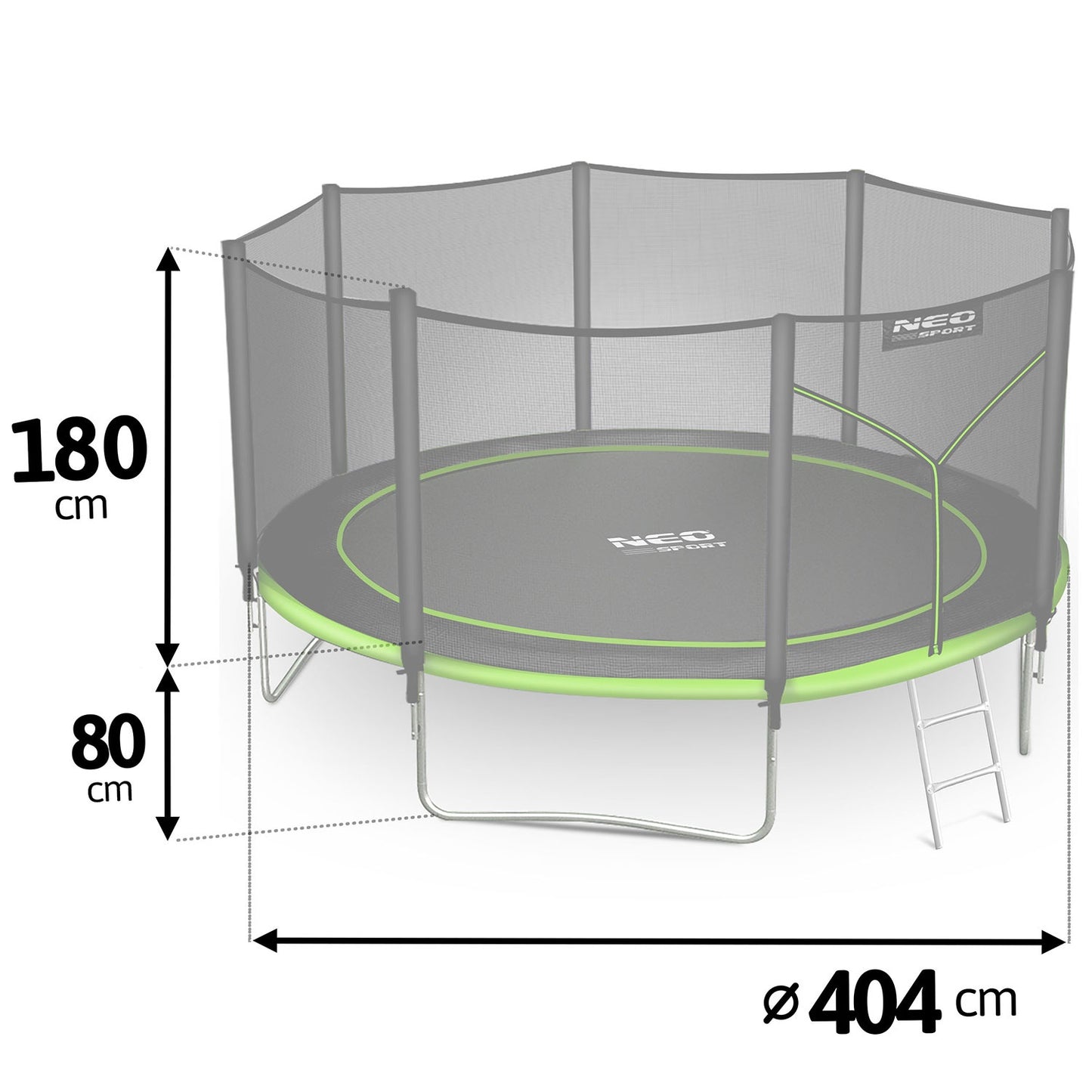 Garden trampoline 13ft/404cm with outdoor net and ladder Neo-Sport