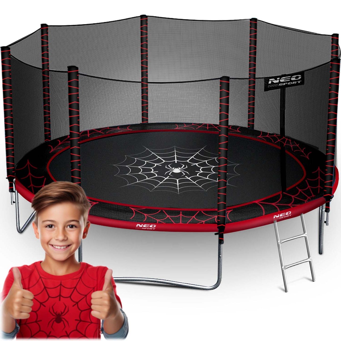 Garden trampoline 13ft/404cm with outdoor net and ladder Neo-Sport