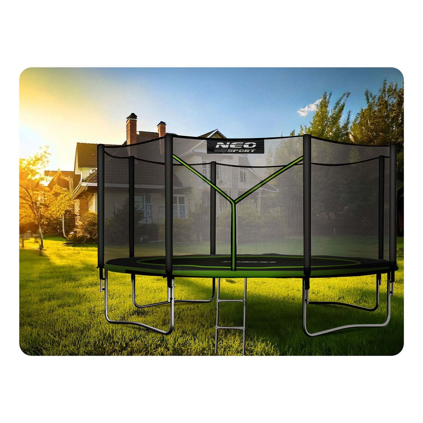 Garden trampoline 13ft/404cm with outdoor net and ladder Neo-Sport