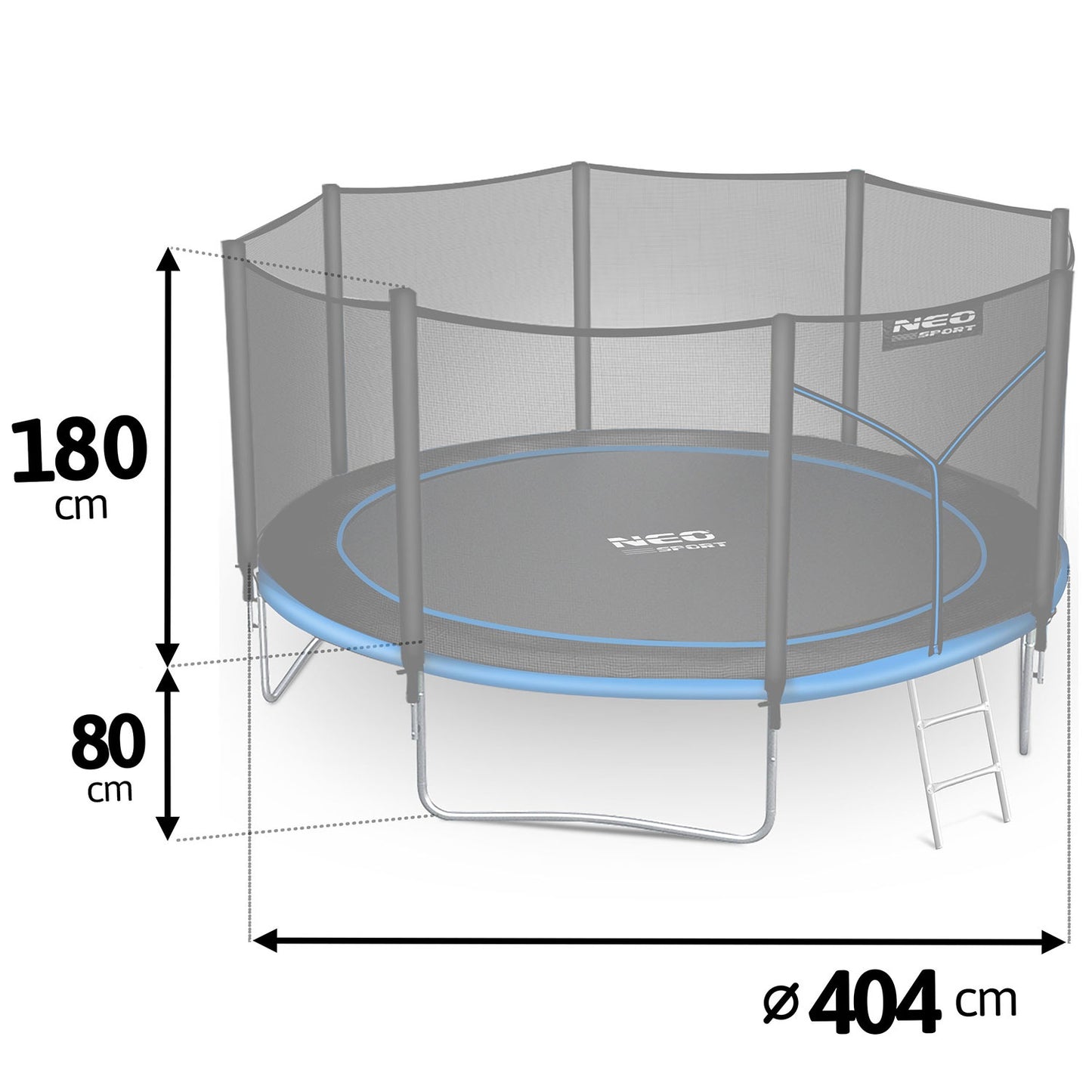 Garden trampoline 13ft/404cm with outdoor net and ladder Neo-Sport