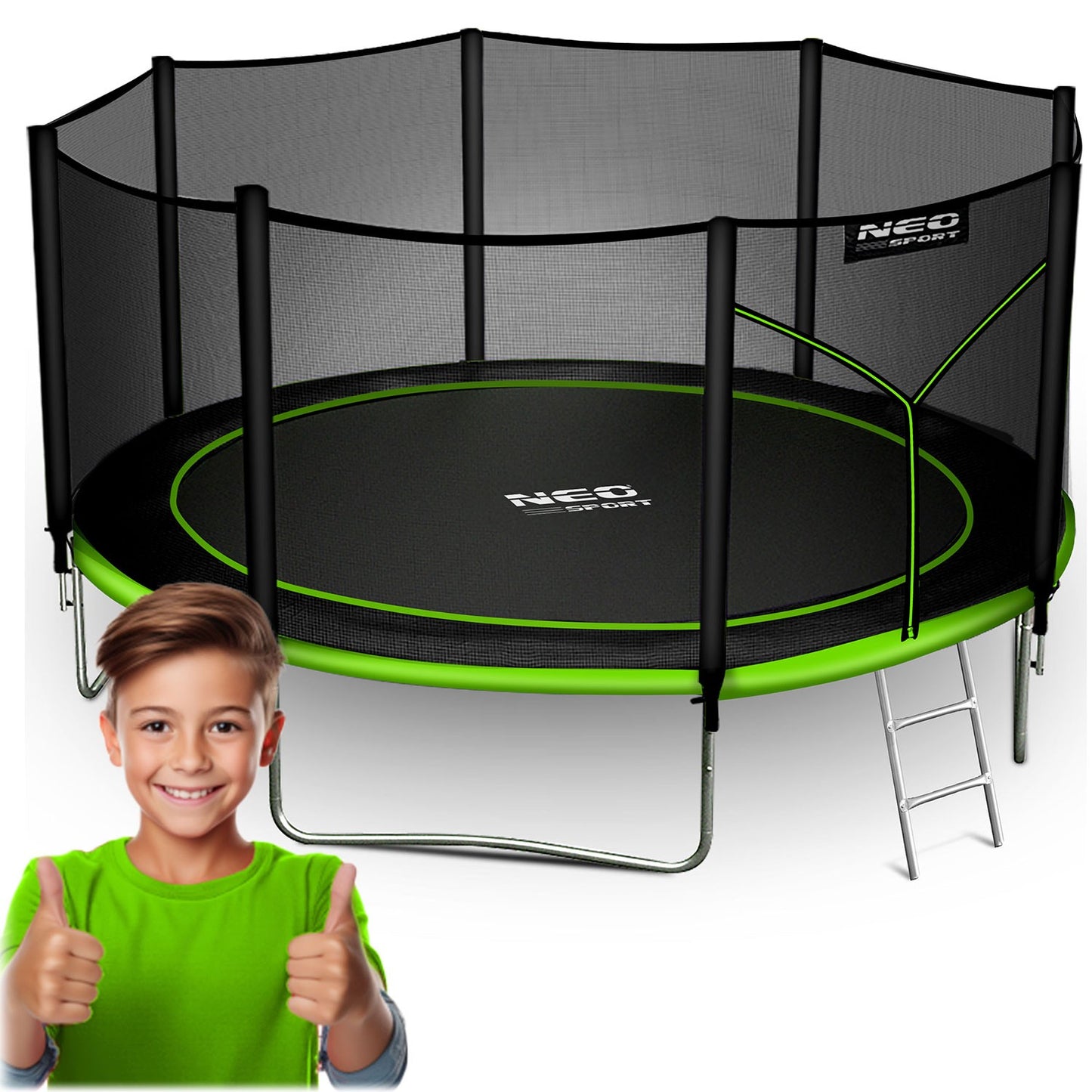 Garden trampoline 13ft/404cm with outdoor net and ladder Neo-Sport