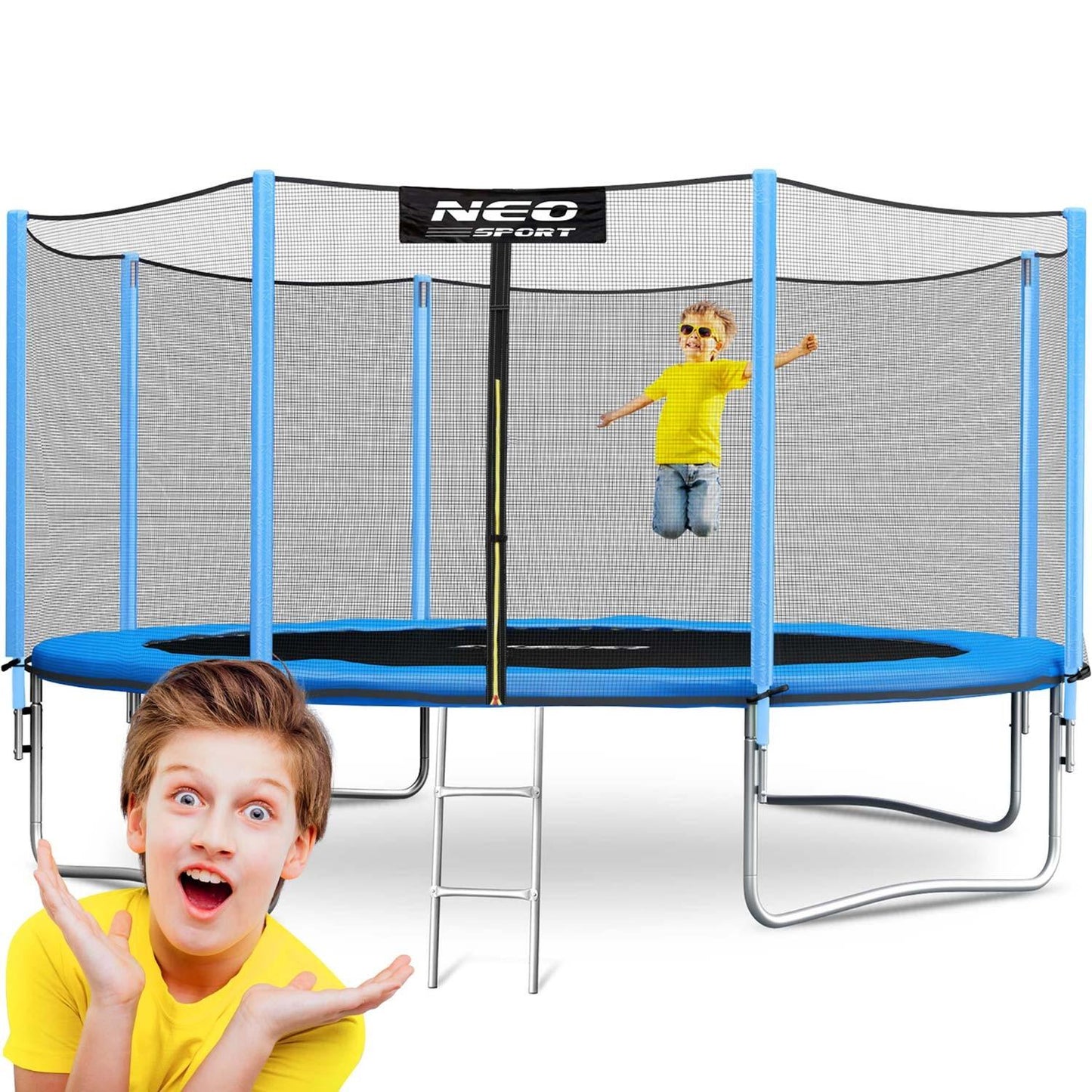 Garden trampoline 13ft/404cm with outer net and ladder from Neo-Sport