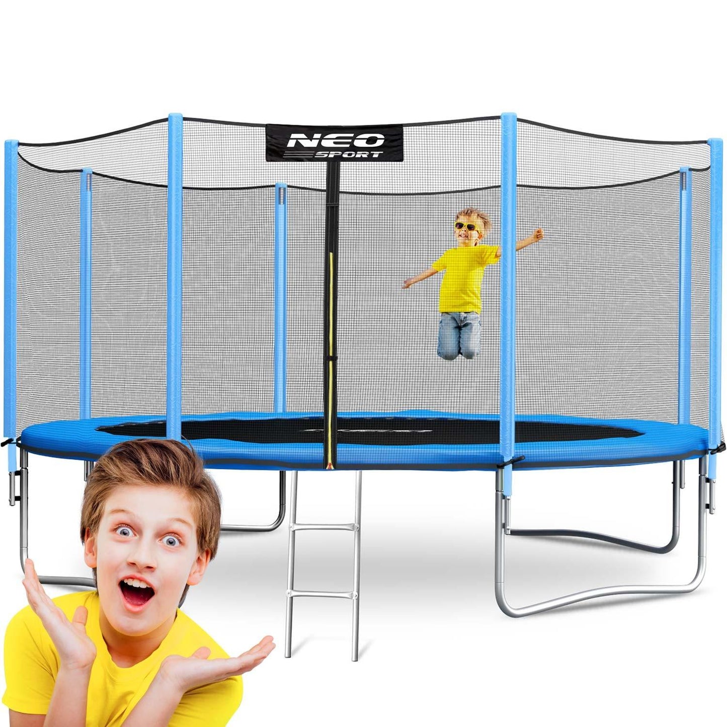 Garden trampoline 14ft/435cm with external net and ladder Neo-Sport
