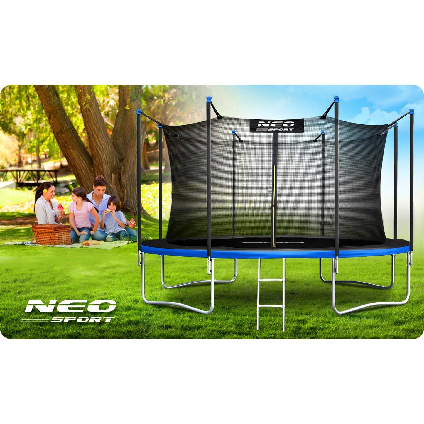 Garden trampoline 14ft/435cm with inner net and ladder Neo-Sport