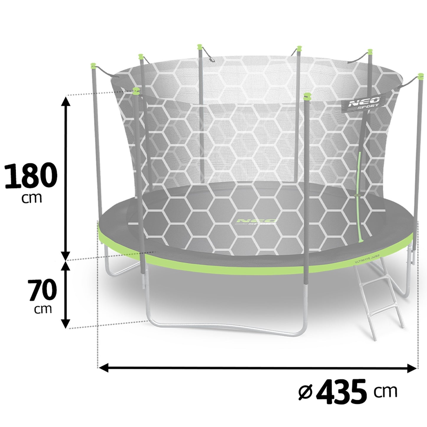 Garden trampoline 14ft/435cm with internal net and ladder Neo-Sport