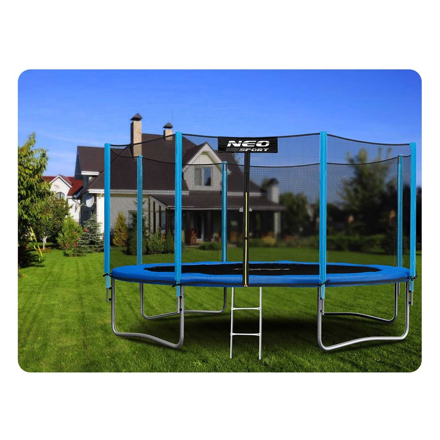 Garden trampoline 14ft/435cm with outdoor net and ladder Neo-Sport Bubble machine FREE