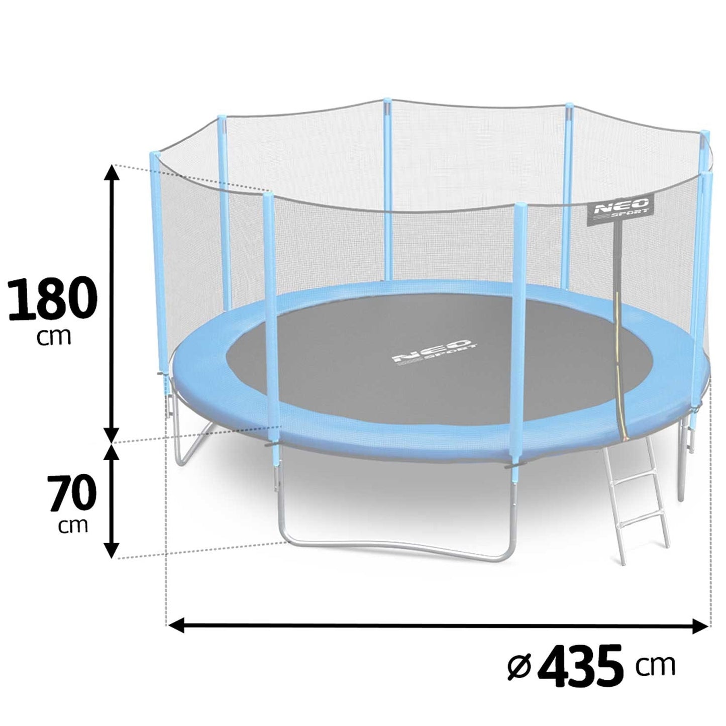 Garden trampoline 14ft/435cm with outdoor net and ladder Neo-Sport Bubble machine FREE