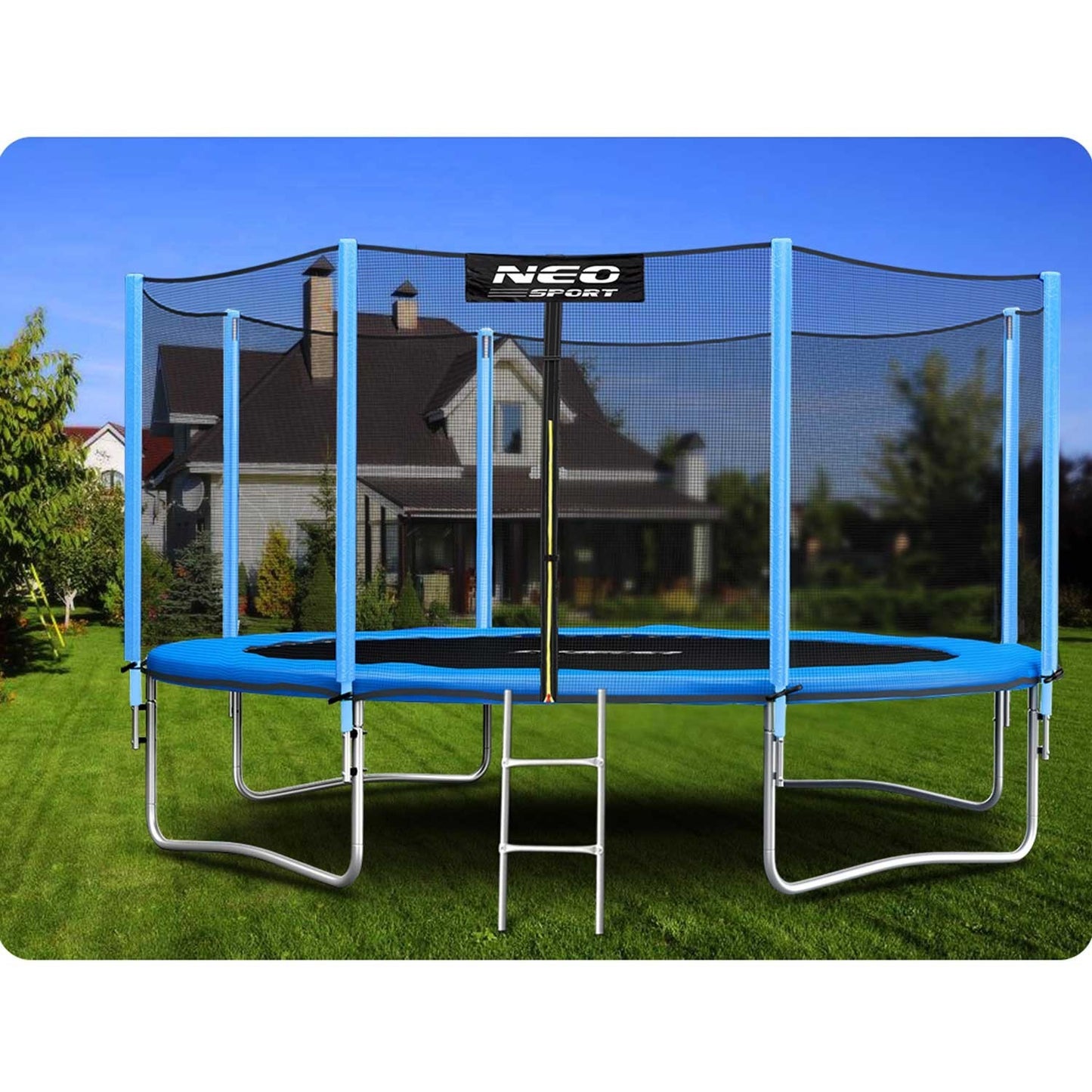 Garden trampoline 14ft/435cm with outdoor net and ladder Neo-Sport Bubble machine FREE