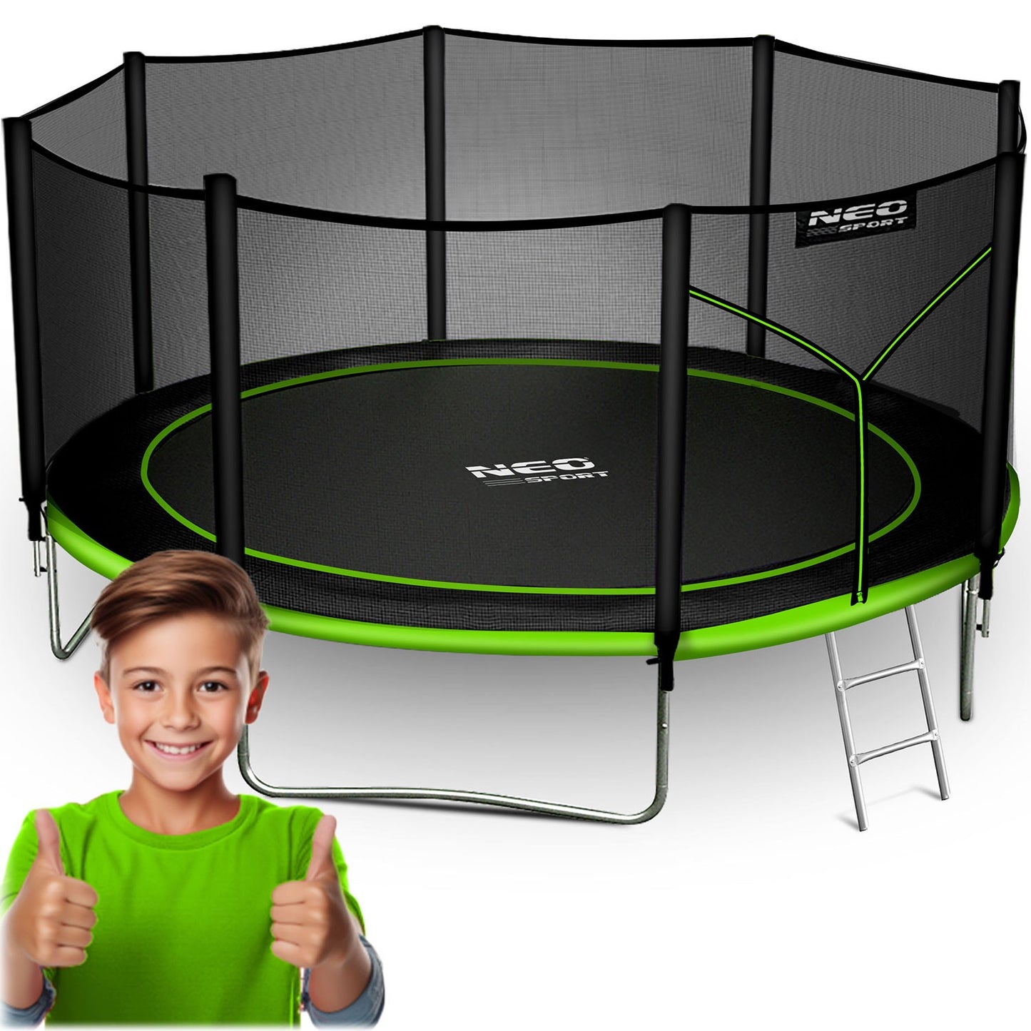 Garden trampoline 14ft/435cm with outdoor net and ladder Neo-Sport