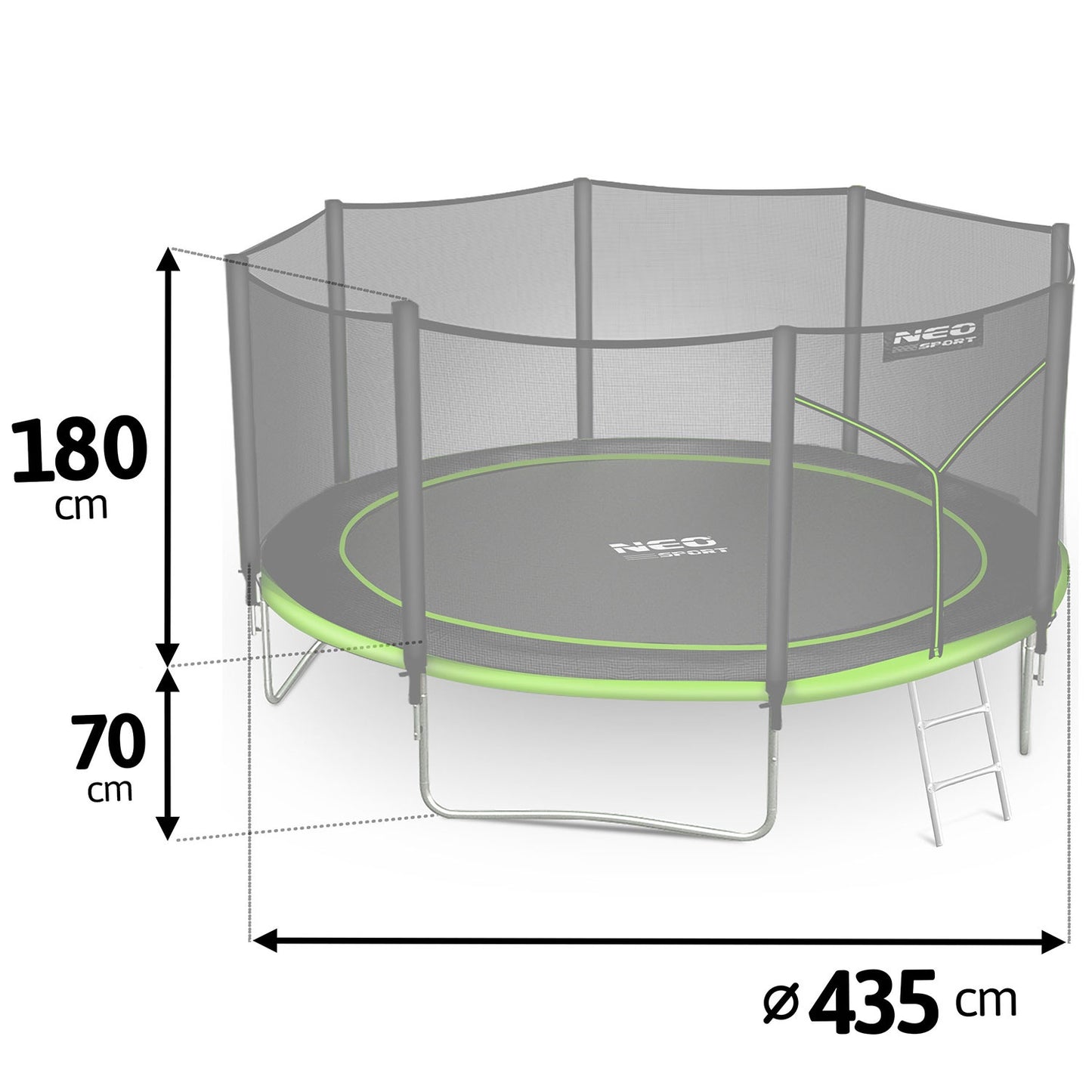 Garden trampoline 14ft/435cm with outdoor net and ladder Neo-Sport