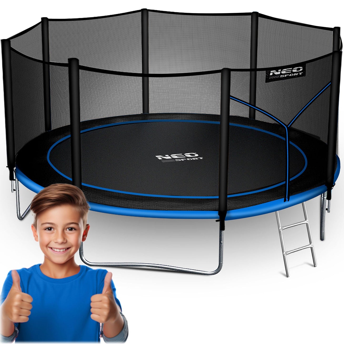 Garden trampoline 14ft/435cm with outdoor net and ladder Neo-Sport