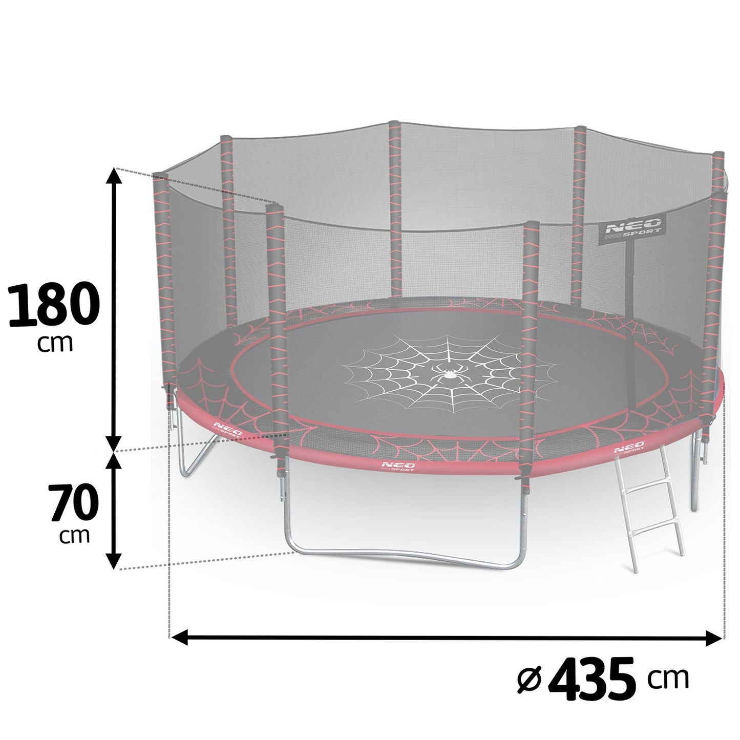 Garden trampoline 14ft/435cm with outdoor net and ladder Neo-Sport