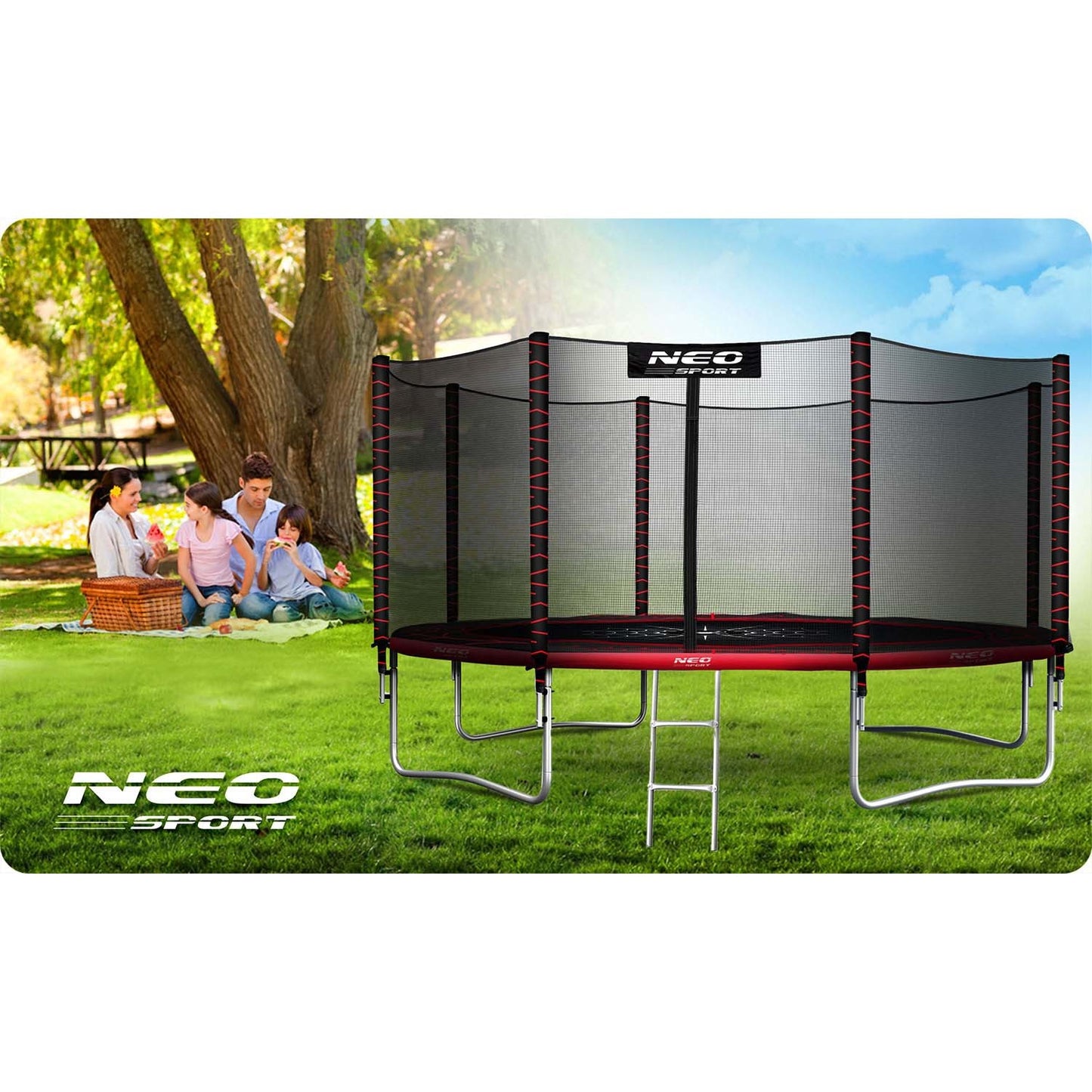 Garden trampoline 14ft/435cm with outdoor net and ladder Neo-Sport