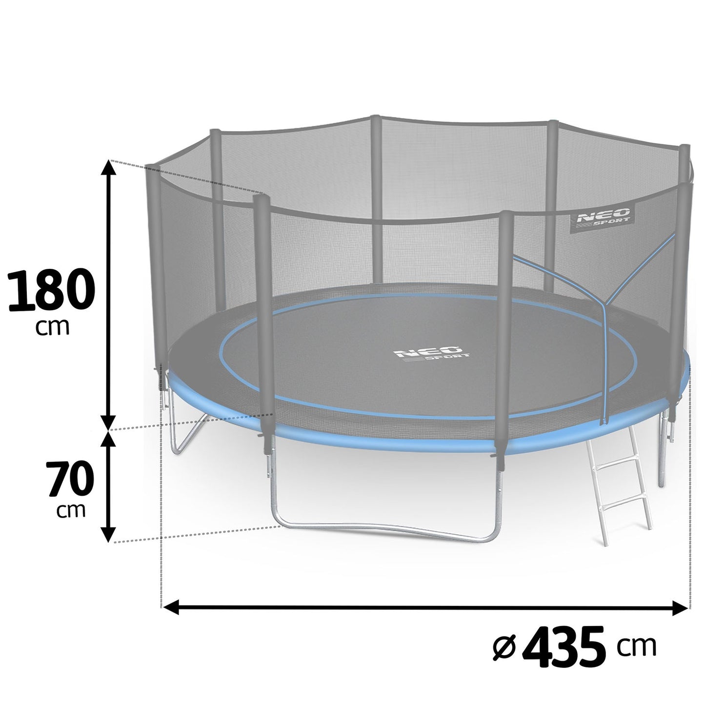 Garden trampoline 14ft/435cm with outdoor net and ladder Neo-Sport