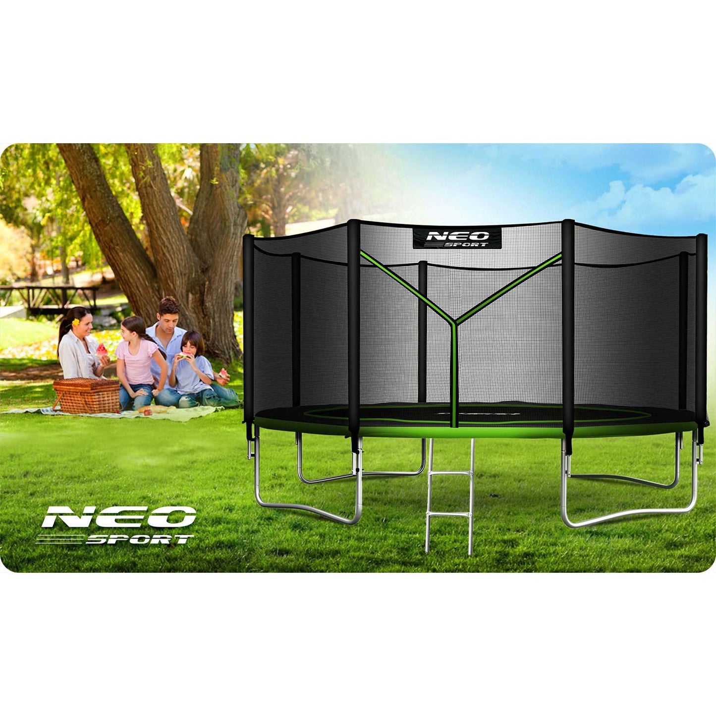 Garden trampoline 14ft/435cm with outdoor net and ladder Neo-Sport