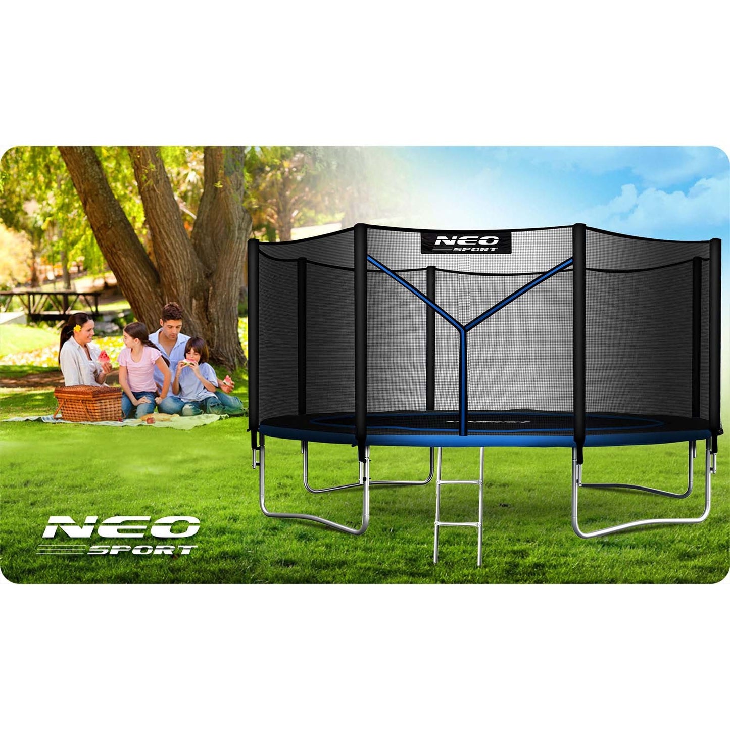 Garden trampoline 14ft/435cm with outdoor net and ladder Neo-Sport