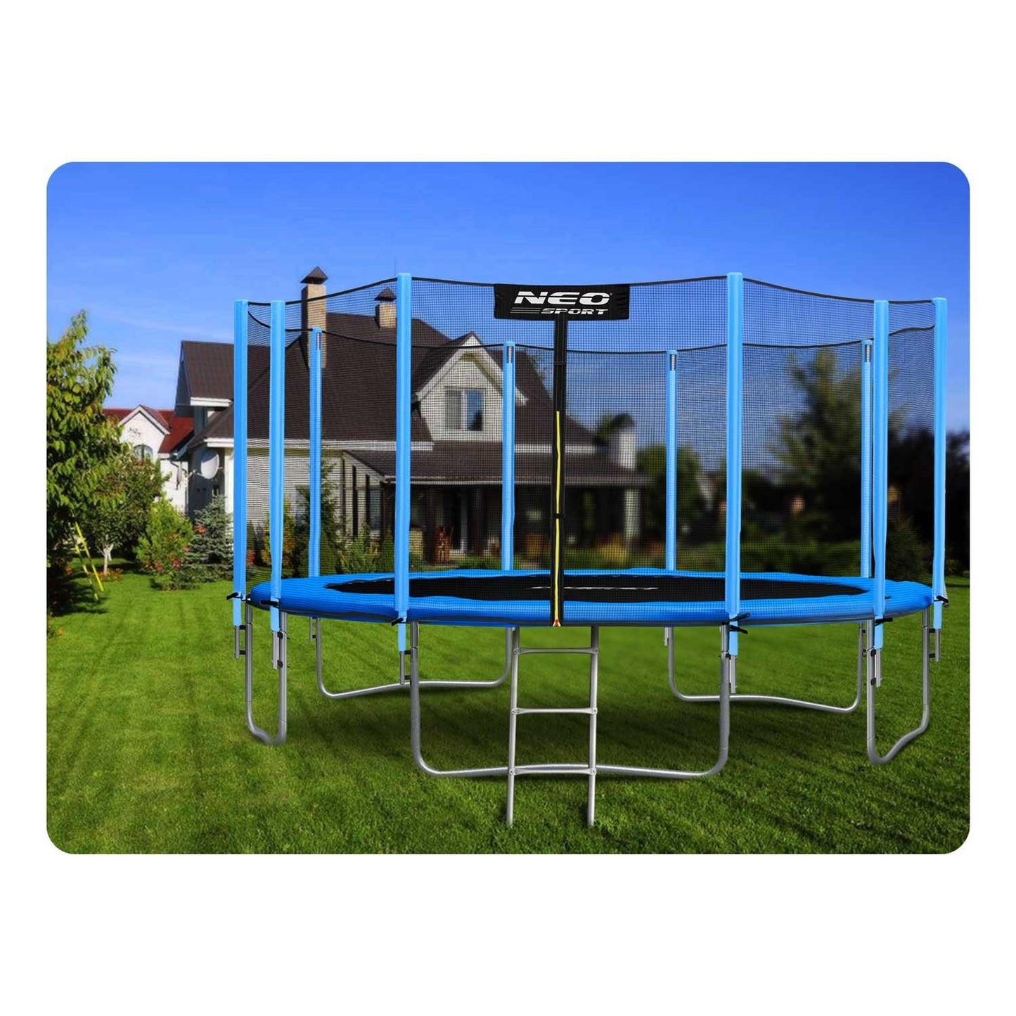 Garden trampoline 15ft/465cm with external net and Neo-Sport ladder