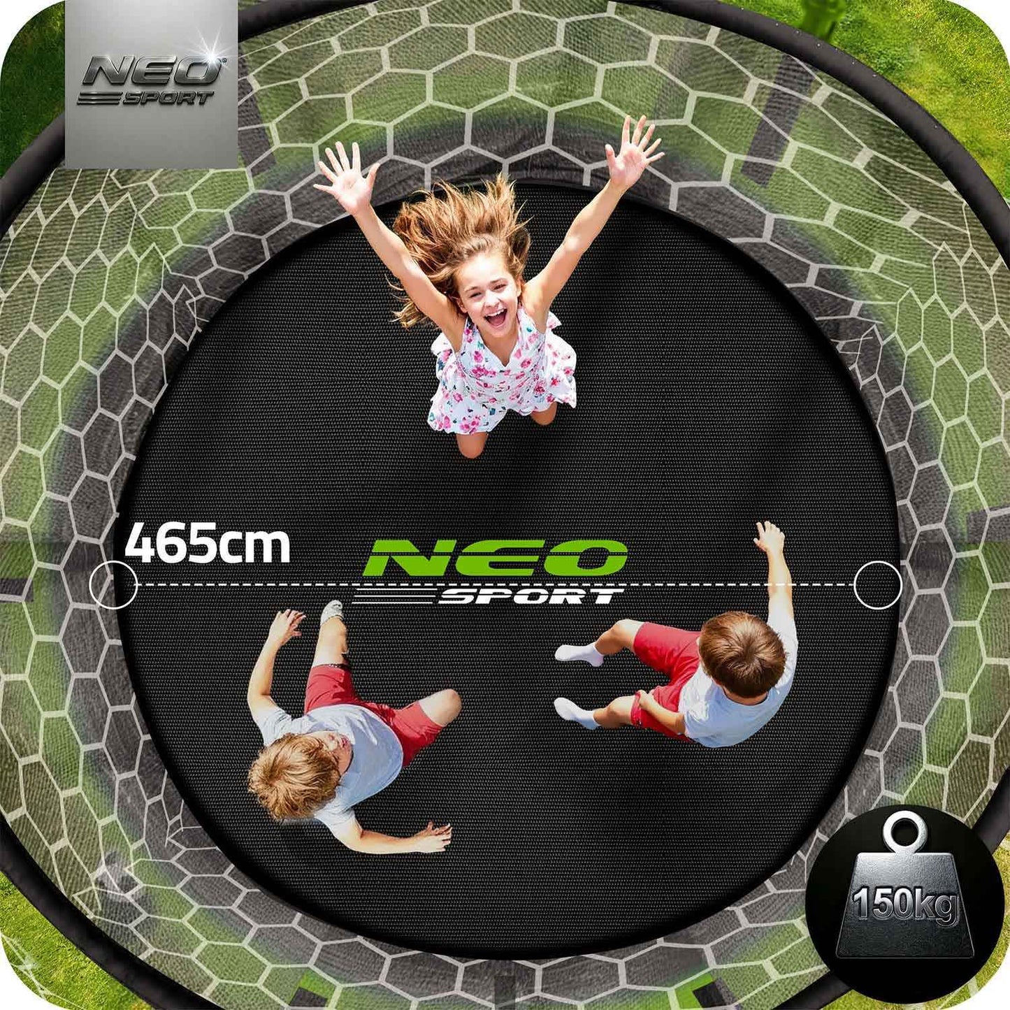 Garden trampoline 15ft/465cm with internal net and ladder Neo-Sport