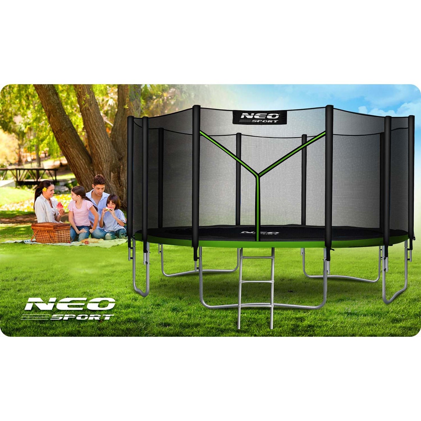 Garden trampoline 15ft/465cm with outdoor net and ladder Neo-Sport