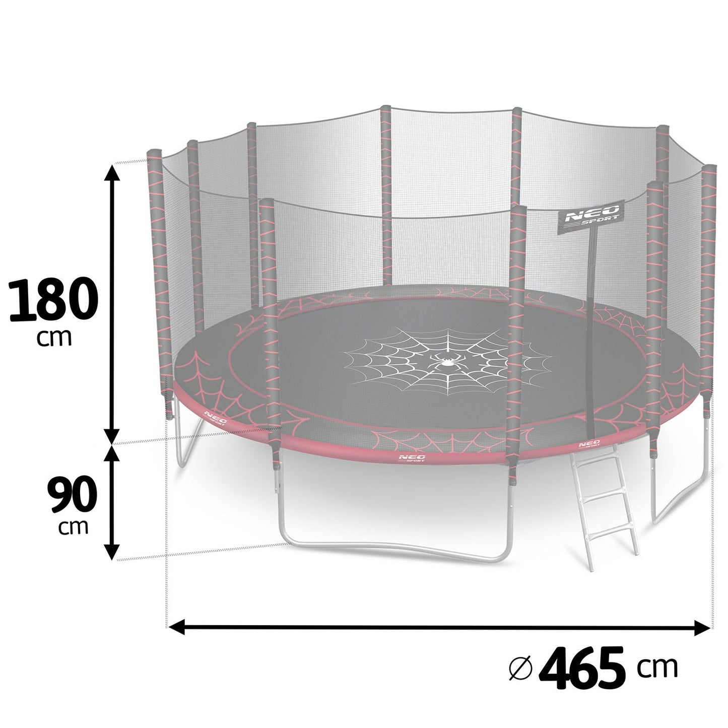 Garden trampoline 15ft/465cm with outdoor net and ladder Neo-Sport