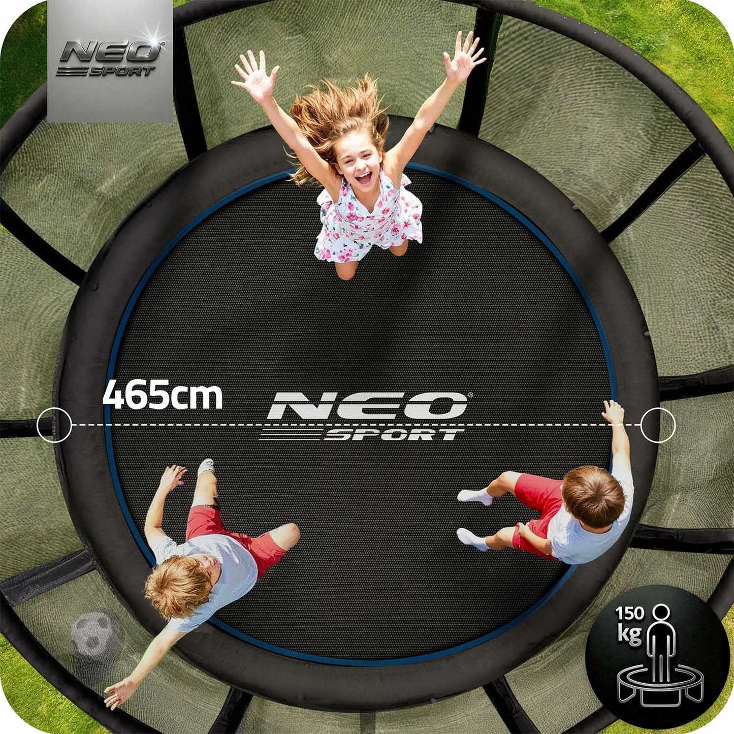 Garden trampoline 15ft/465cm with outdoor net and ladder Neo-Sport