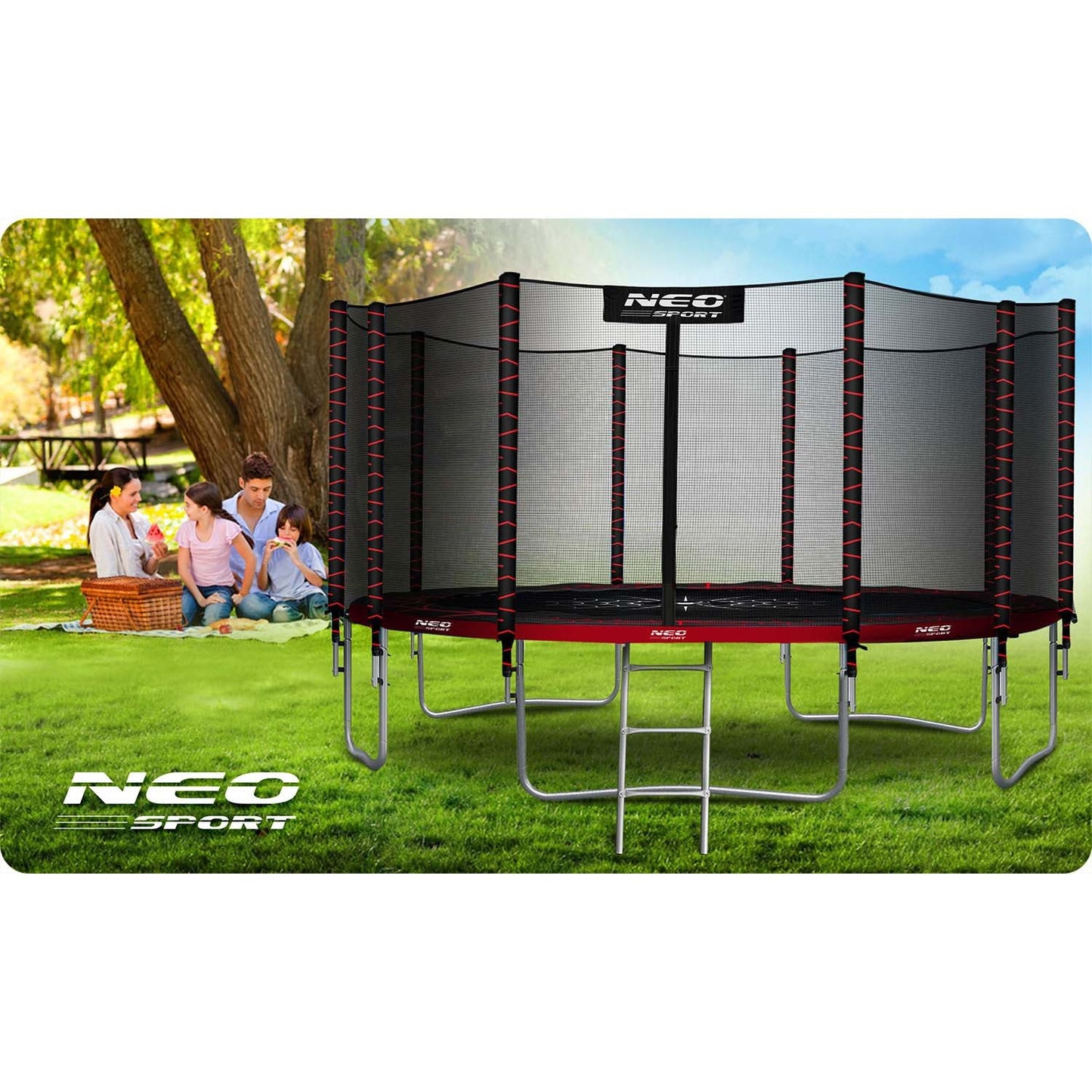 Garden trampoline 15ft/465cm with outdoor net and ladder Neo-Sport