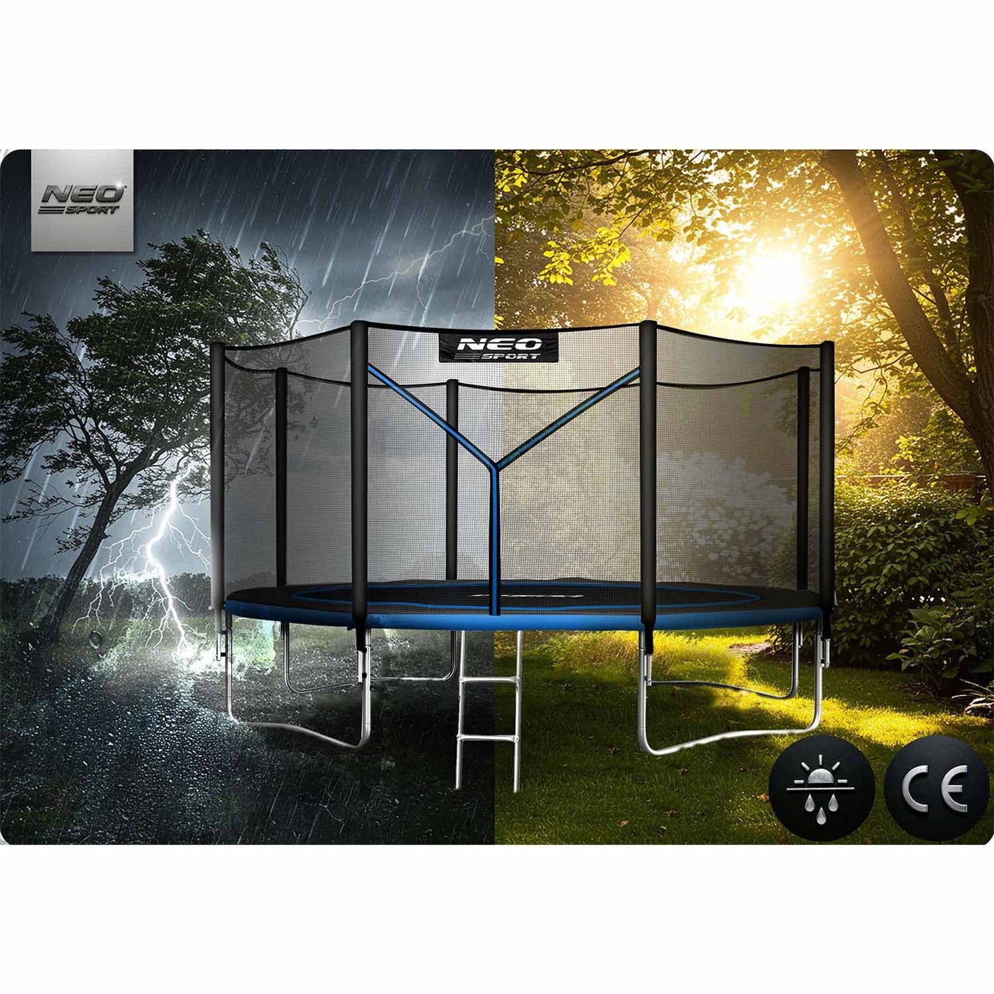 Garden trampoline 15ft/465cm with outdoor net and ladder Neo-Sport