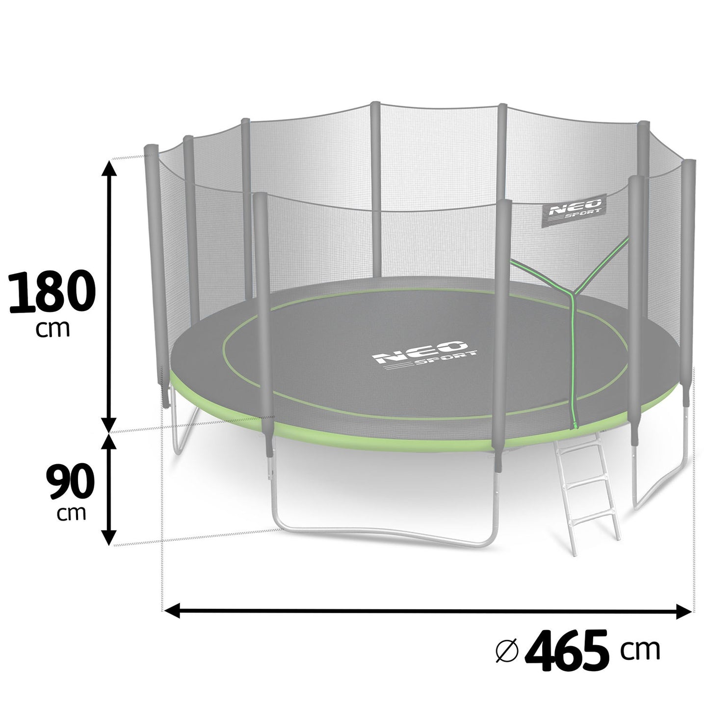 Garden trampoline 15ft/465cm with outdoor net and ladder Neo-Sport