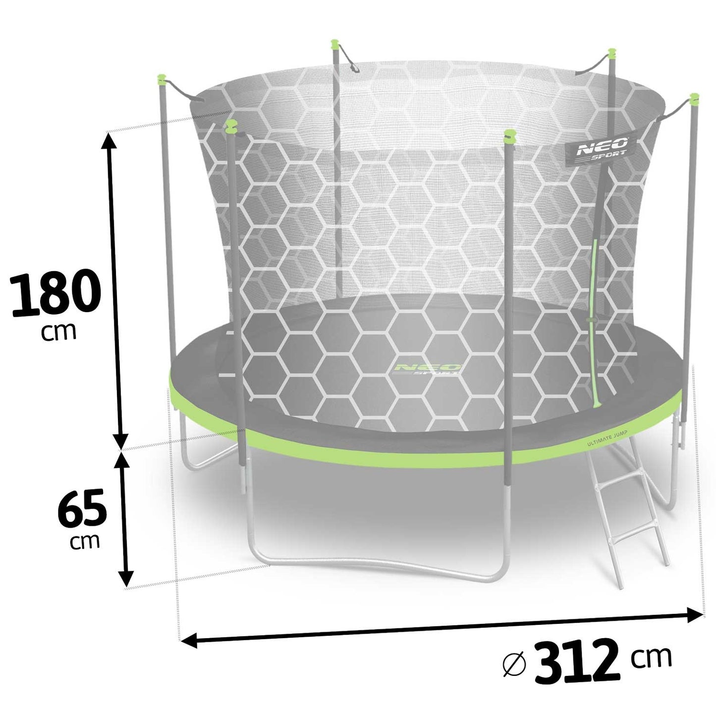 Garden trampoline 312 cm with safety net and ladder from Neo-Sport