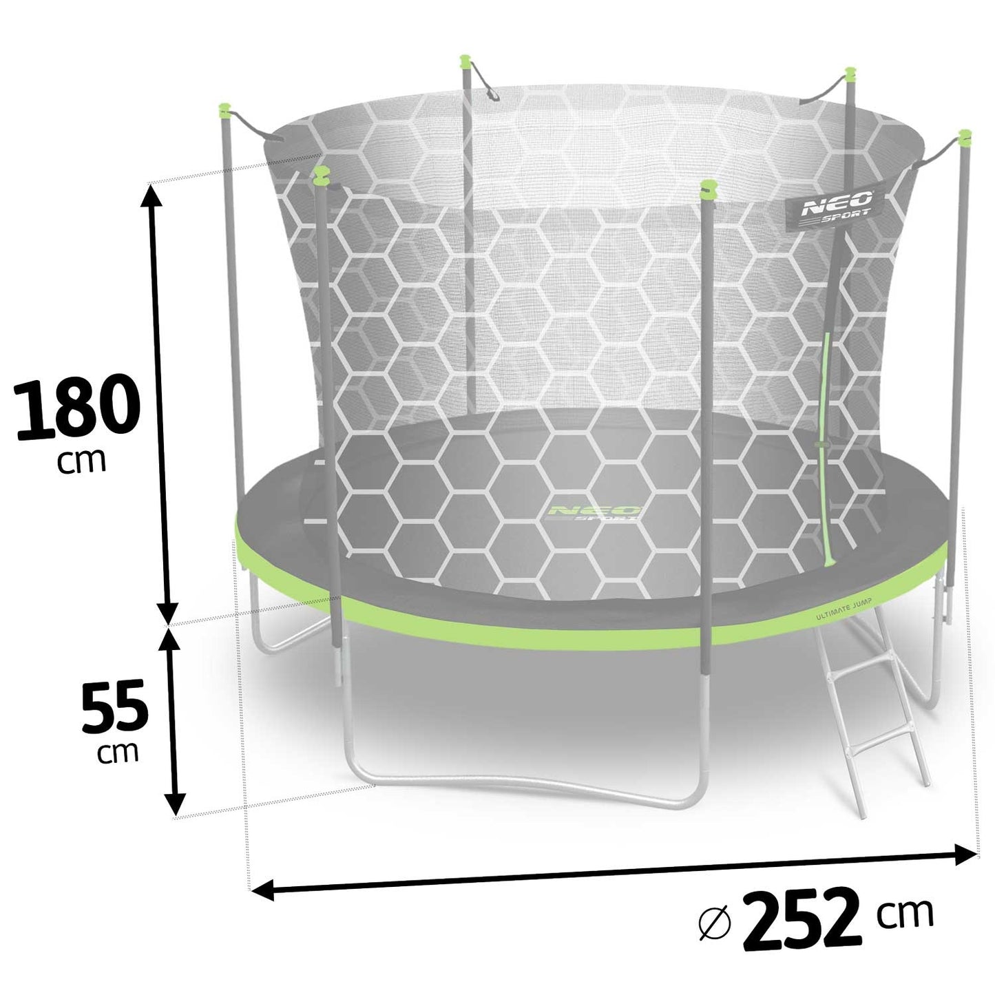 Garden trampoline 8ft/252cm with Inner Net and Ladder from Neo-Sport