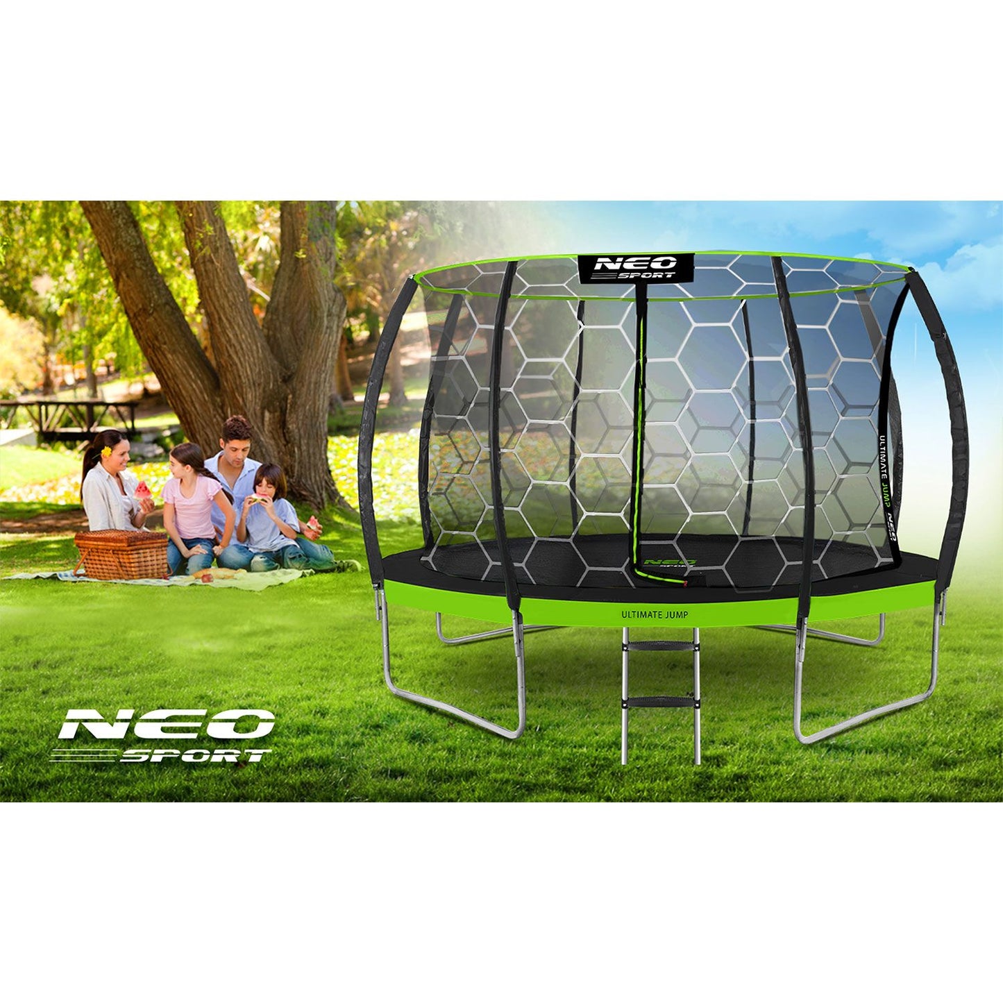 Garden trampoline profiled 14ft/435cm with internal net Neo-Sport
