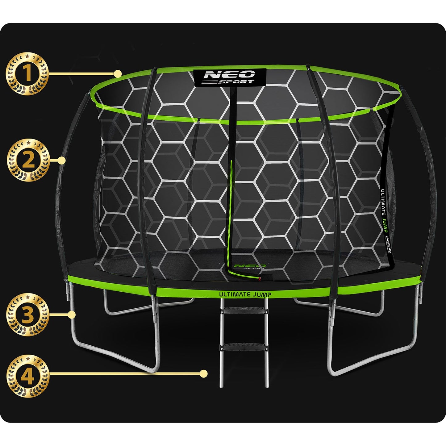 Garden trampoline profiled 14ft/435cm with internal net Neo-Sport