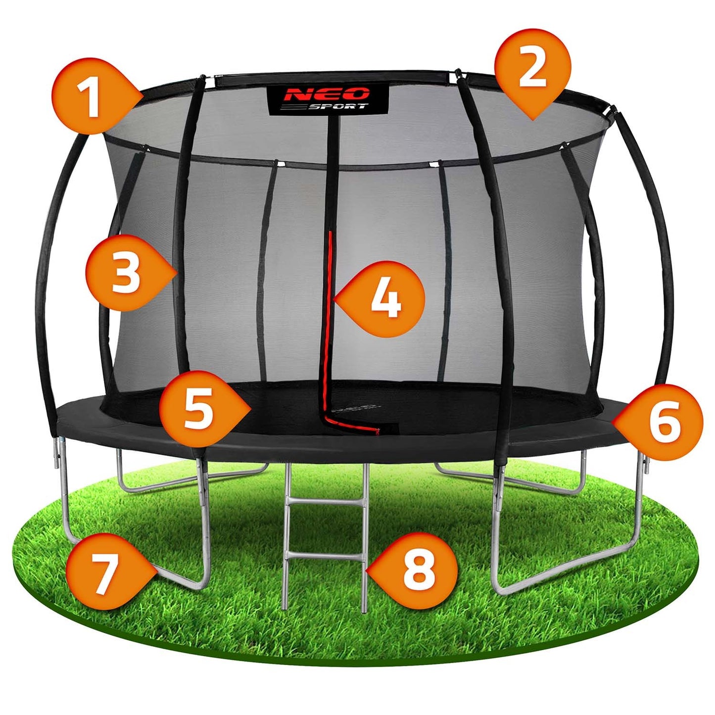 Garden trampoline profiled 14ft/435cm with internal net Neo-Sport