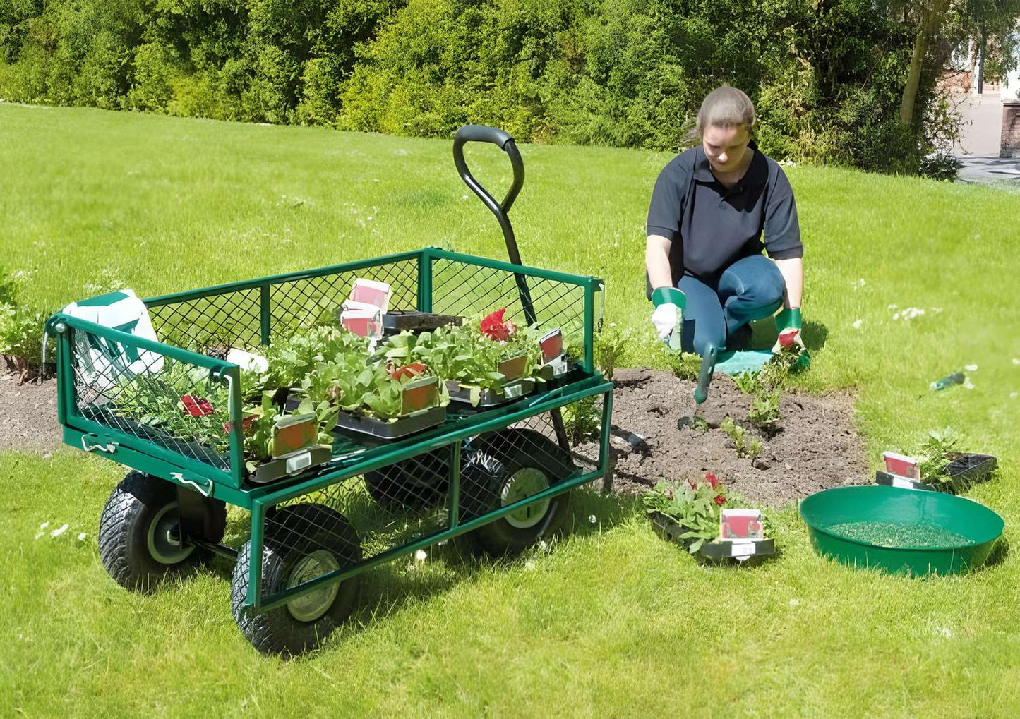 Garden transport cart, 200 kg, opening side panels, large inflatable wheels, MultiGarden