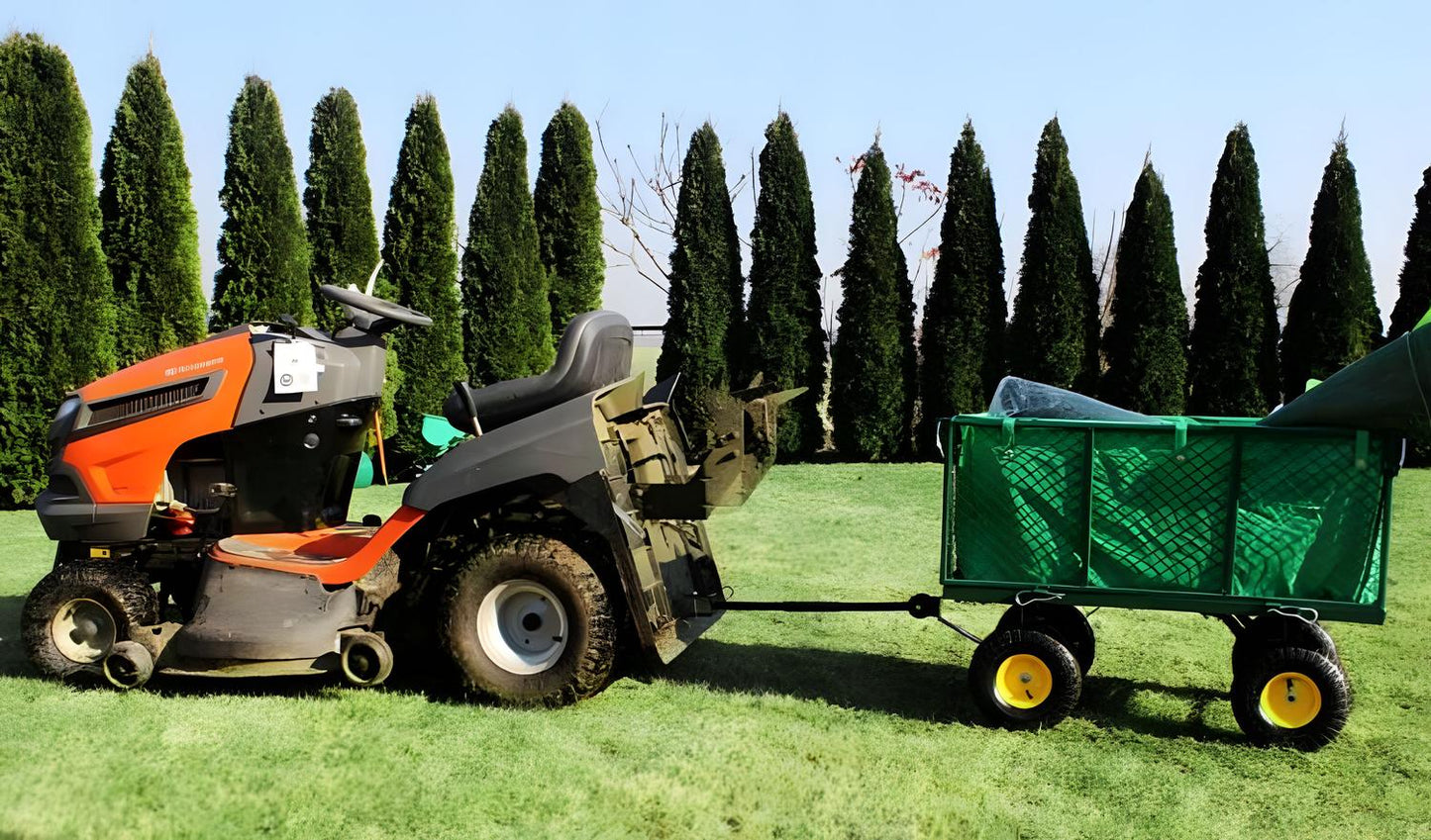 Garden transport cart, 400 kg, for tractor, opening side panels, large inflatable wheels, MultiGarden