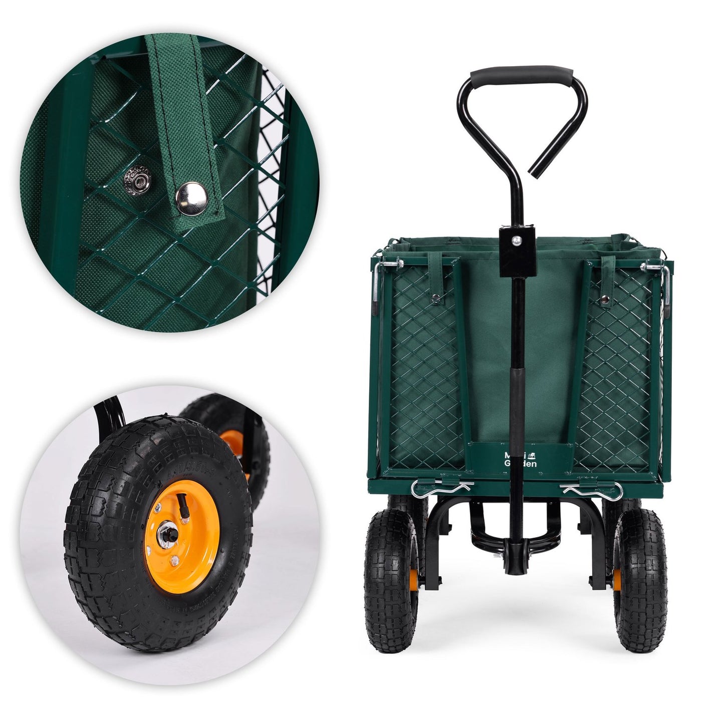 Garden transport cart, 400 kg, for tractor, opening side panels, large inflatable wheels, MultiGarden