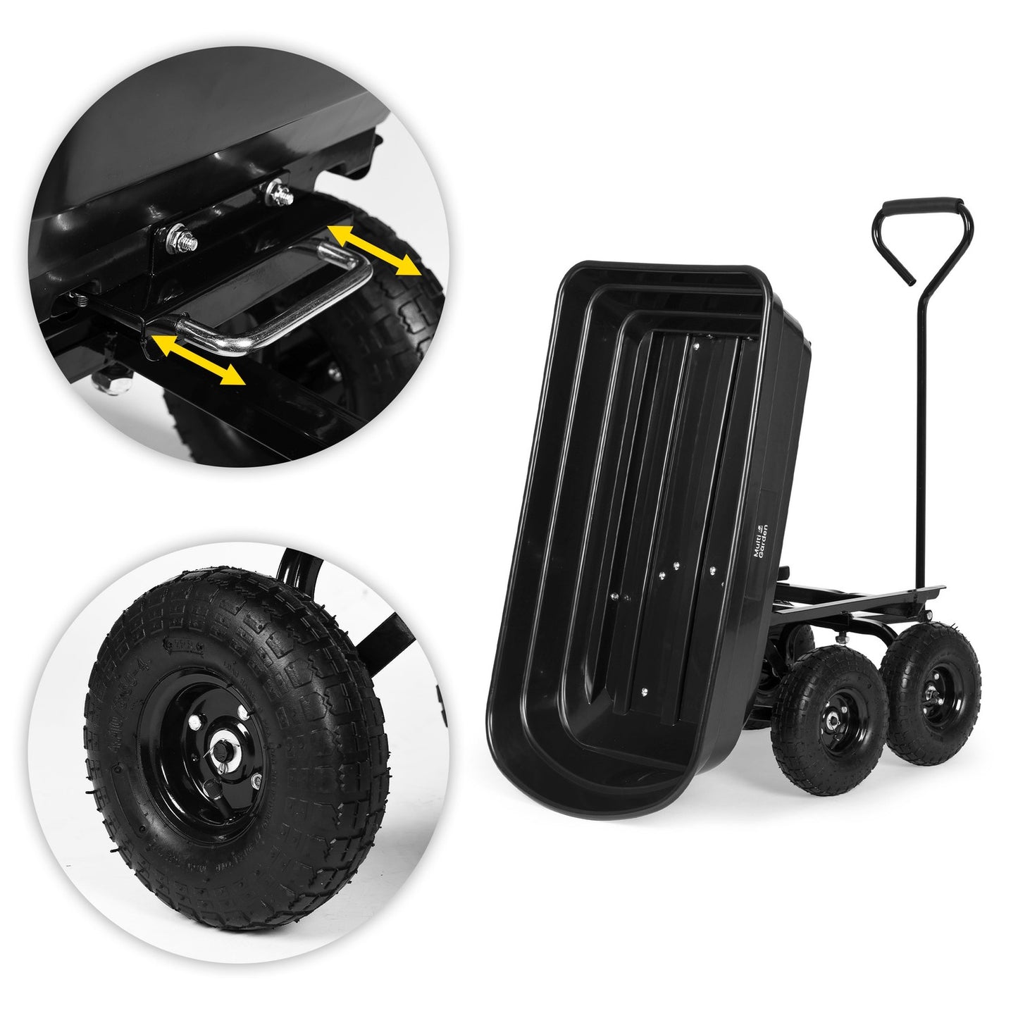 Garden transport cart, wheelbarrow, dump truck, 75L, 200 kg, large inflatable wheels, MultiGarden