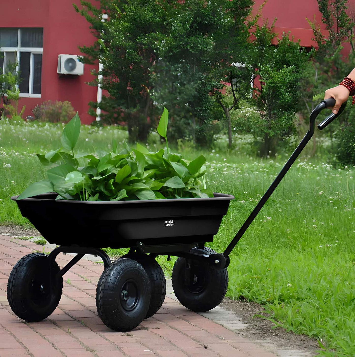 Garden transport cart, wheelbarrow, dump truck, 75L, 200 kg, large inflatable wheels, MultiGarden