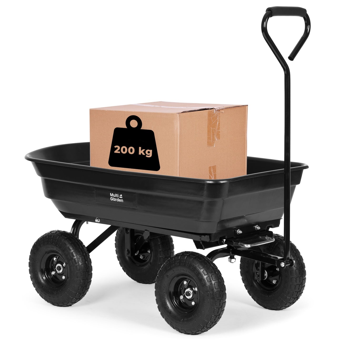 Garden transport cart, wheelbarrow, dump truck, 75L, 200 kg, large inflatable wheels, MultiGarden