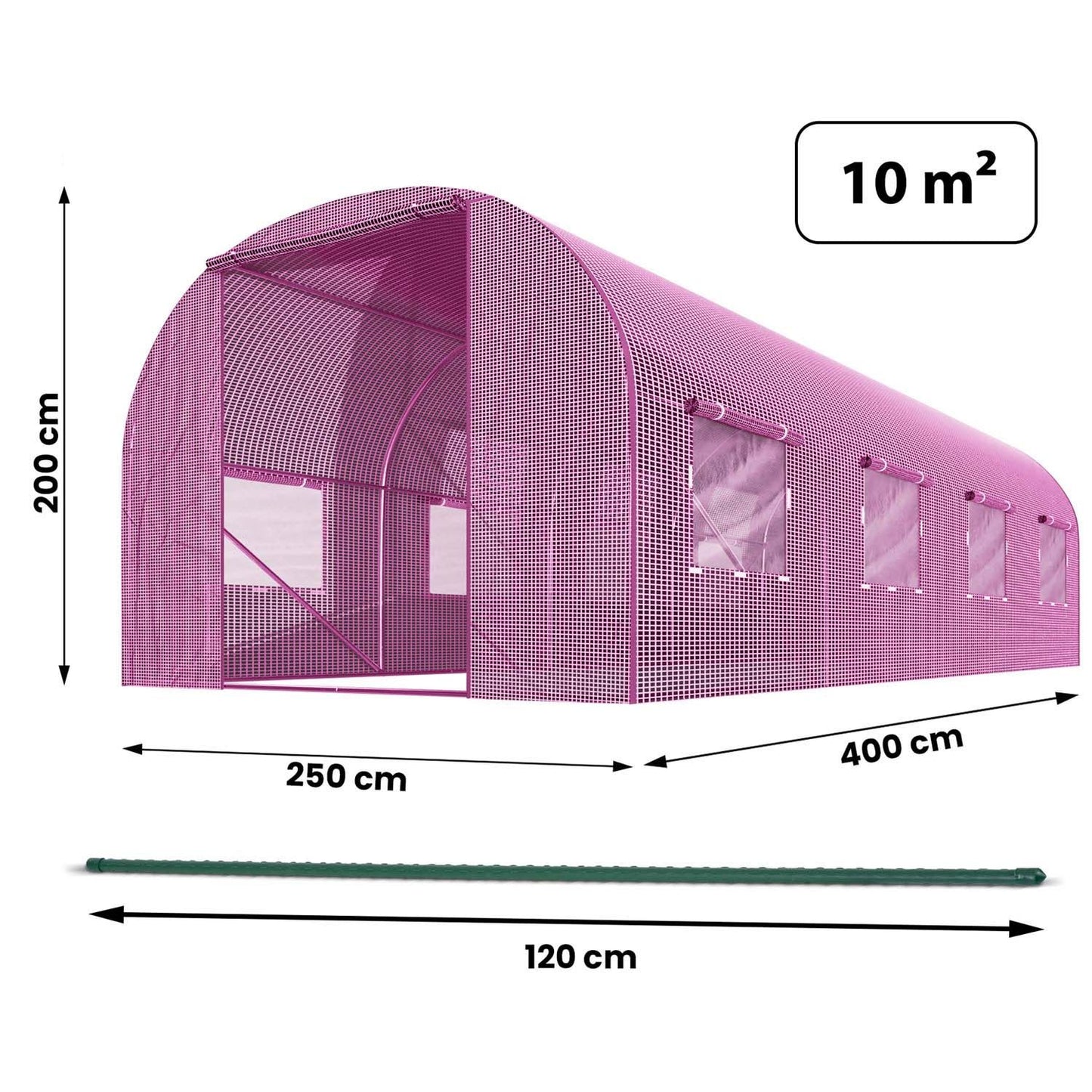 Garden tunnel 2.5 x 4 m (10 m2) pink Plonos