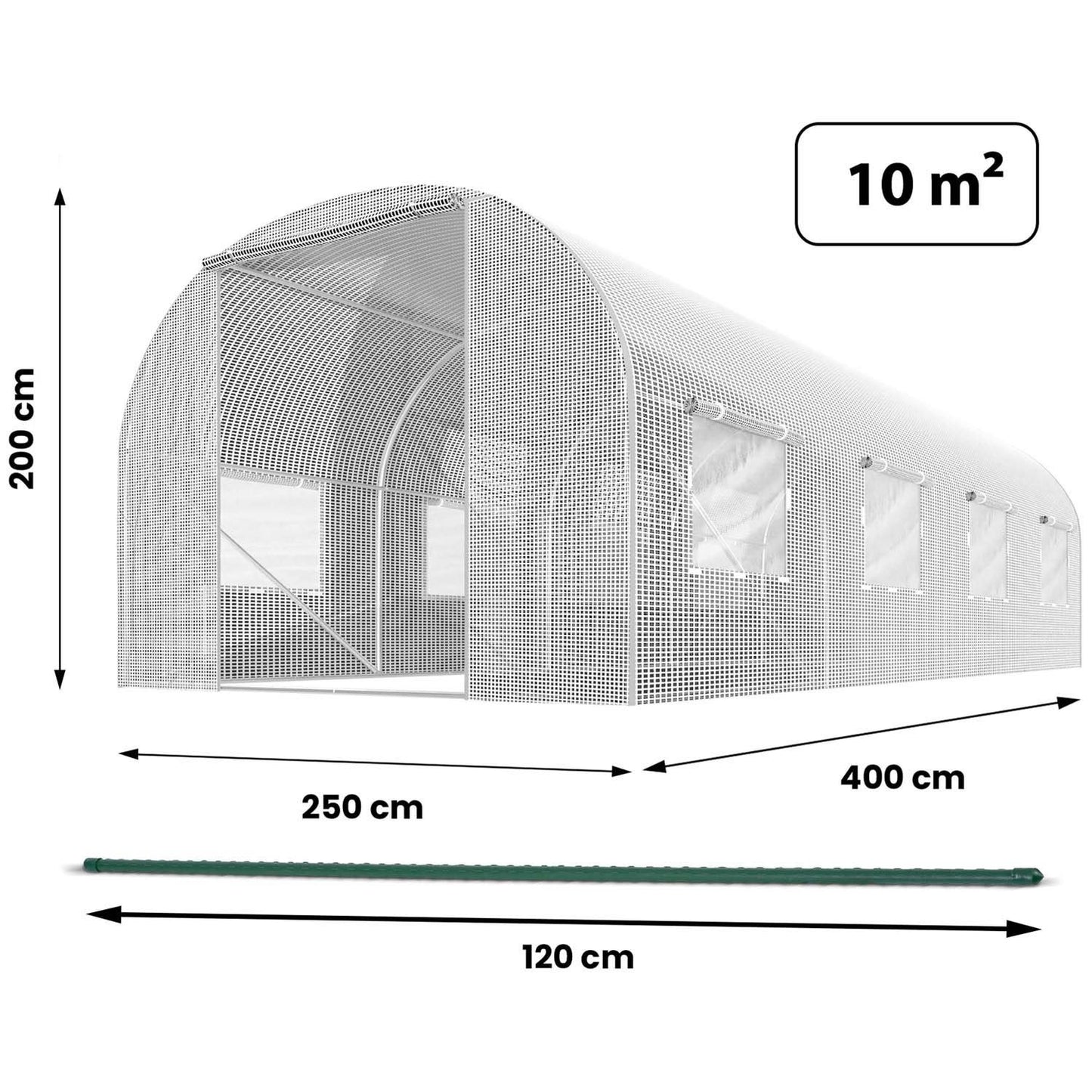 Garden tunnel 2.5 x 4 m (10 m2) white Plonos