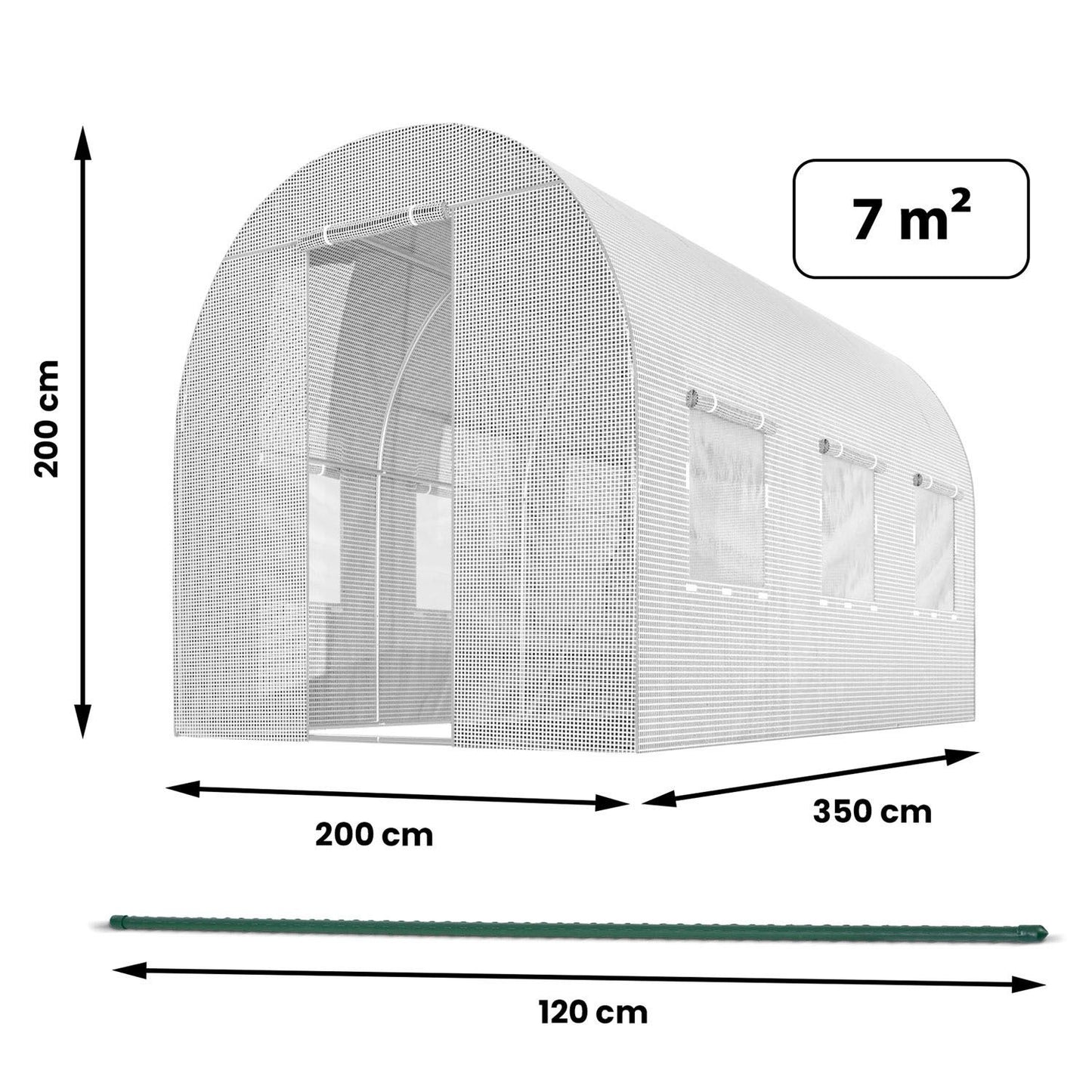 Garden tunnel 2 x 3.5 m (7 m2) white Plonos