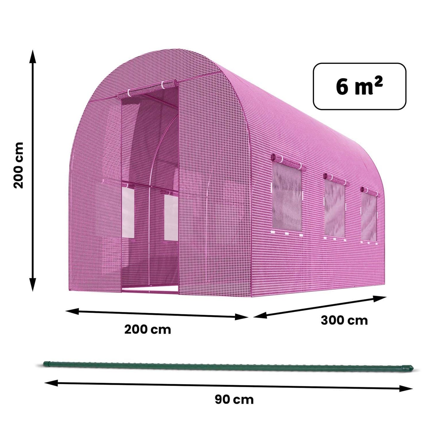Garden tunnel 2 x 3 m (6 m2) pink Plonos
