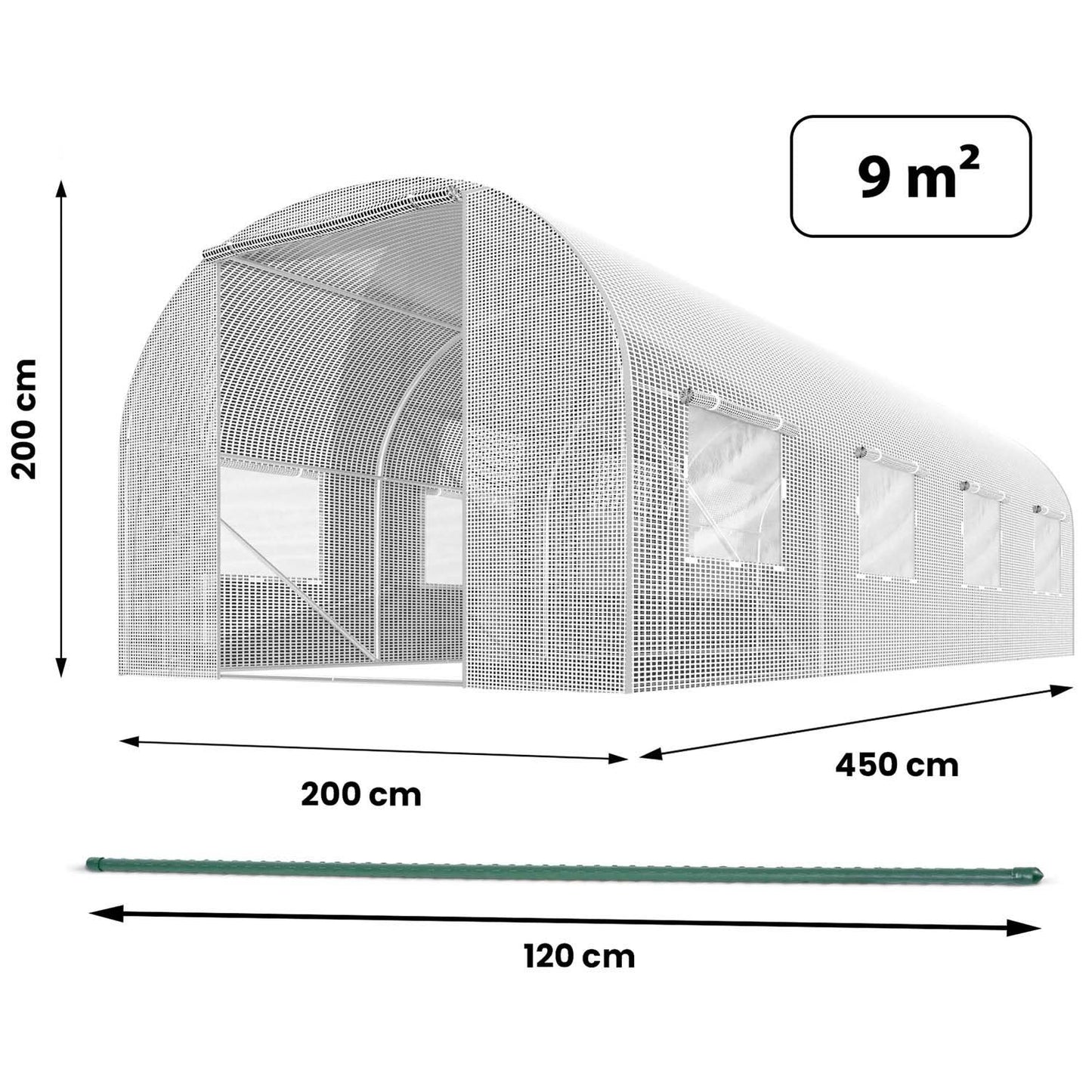 Garden tunnel 2 x 4.5 m (9 m2) white Plonos